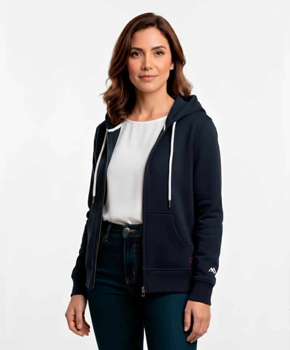 Buzo abierto con Capota Mujer Azul Oxford - miniatura 1