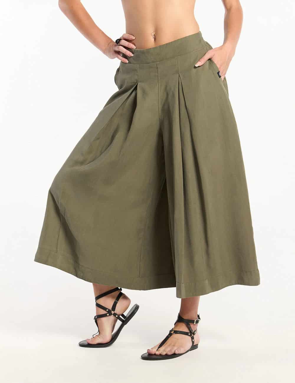 Pantalón Culotte Femenino Sense Verde Militar - miniatura 4