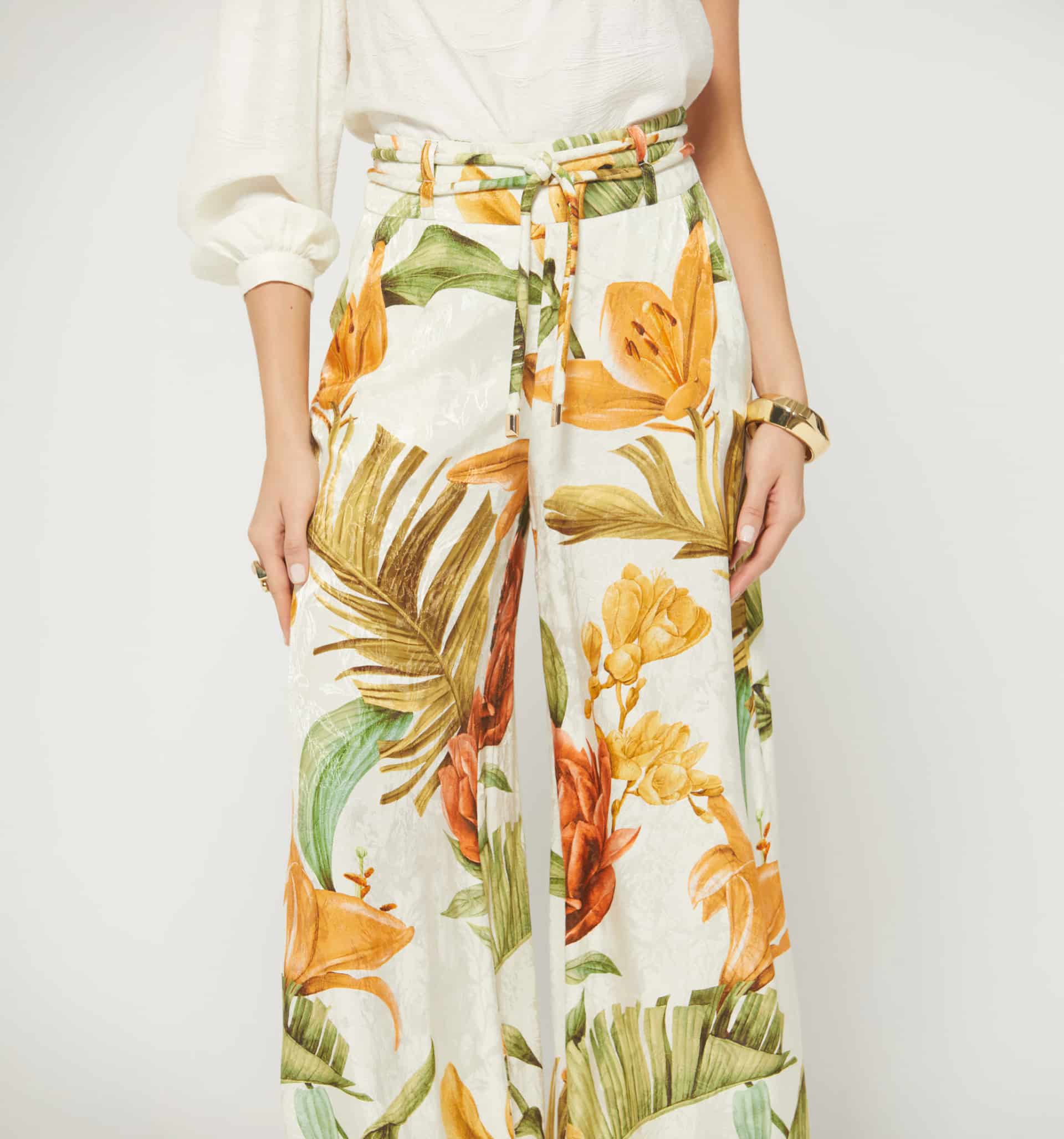 Pantalon palazo tiro alto con tira doble - miniatura 2