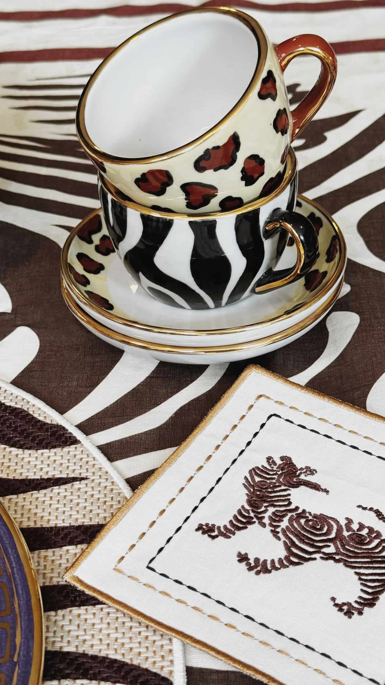 Tiger Cocktail Napkins / Ivory & Brown - Set of 4 - miniatura 3