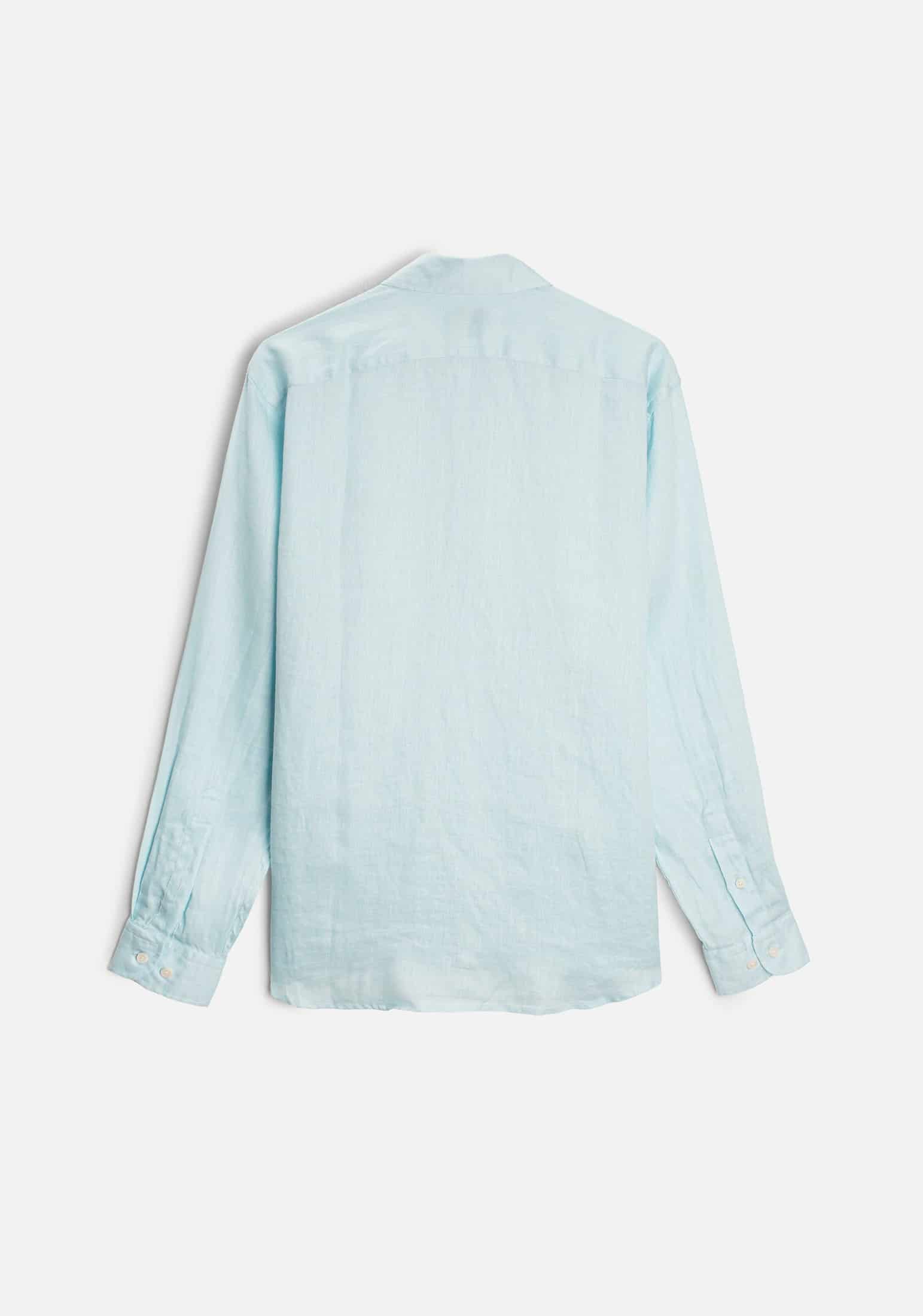 Camisa H Lino CBD Unicolor L-Ros Azul Claro - miniatura 4