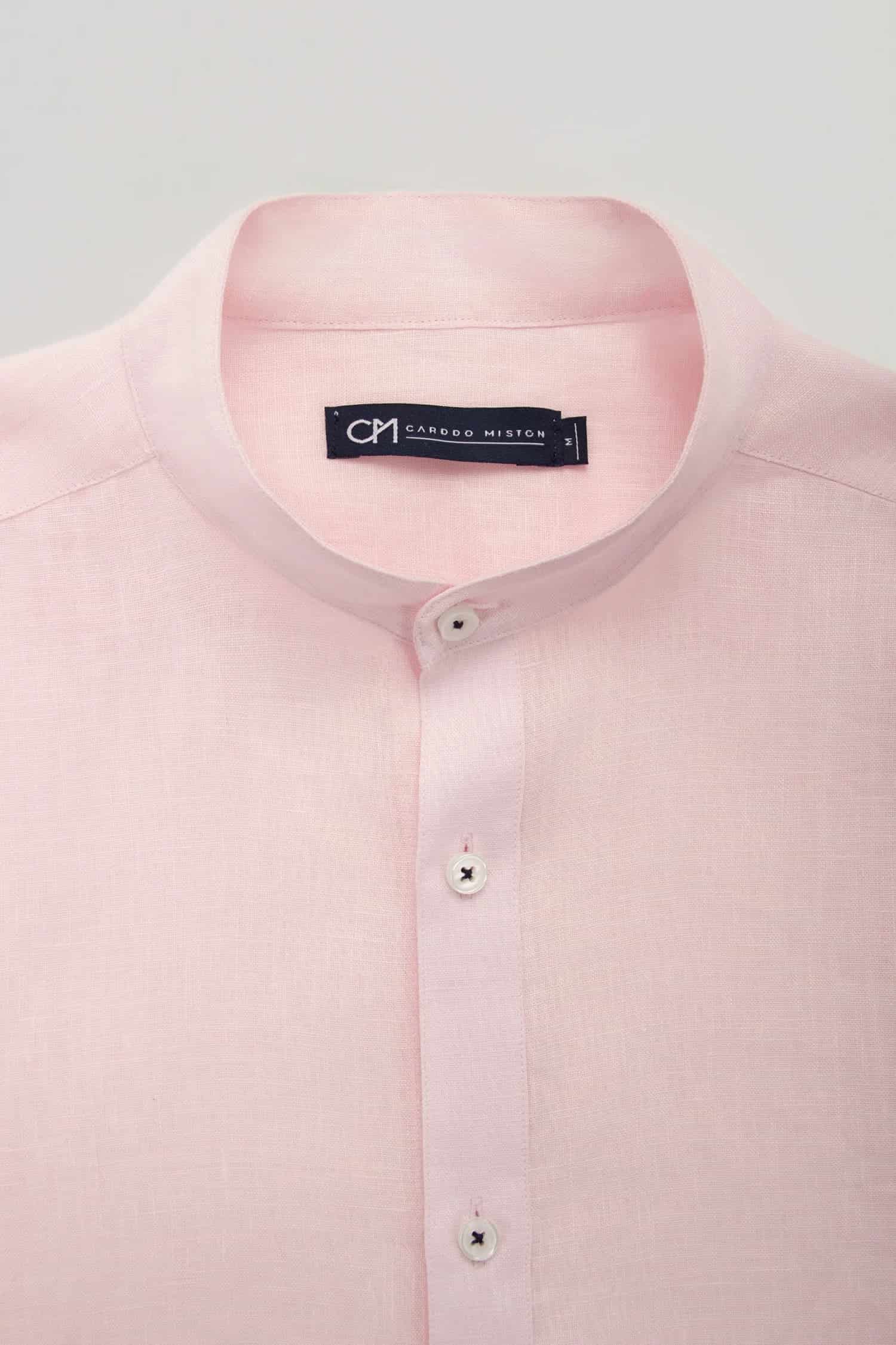 Camisa Cuello Mao Lino Rosa Bebé - miniatura 2
