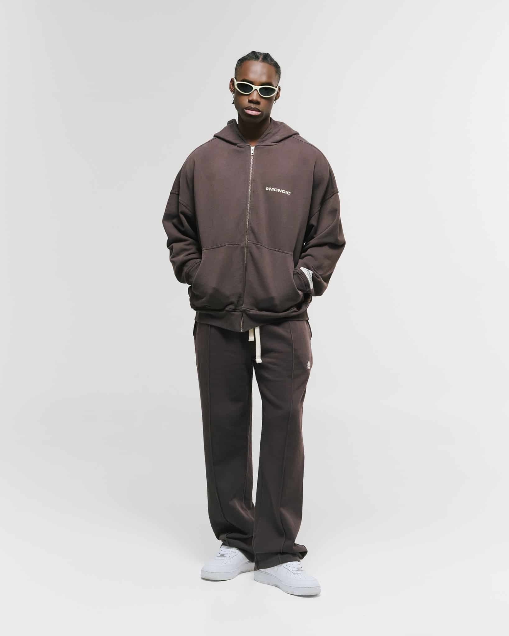 Zip Hoodie Oversized Básico V4 - Café Chocolate - miniatura 6