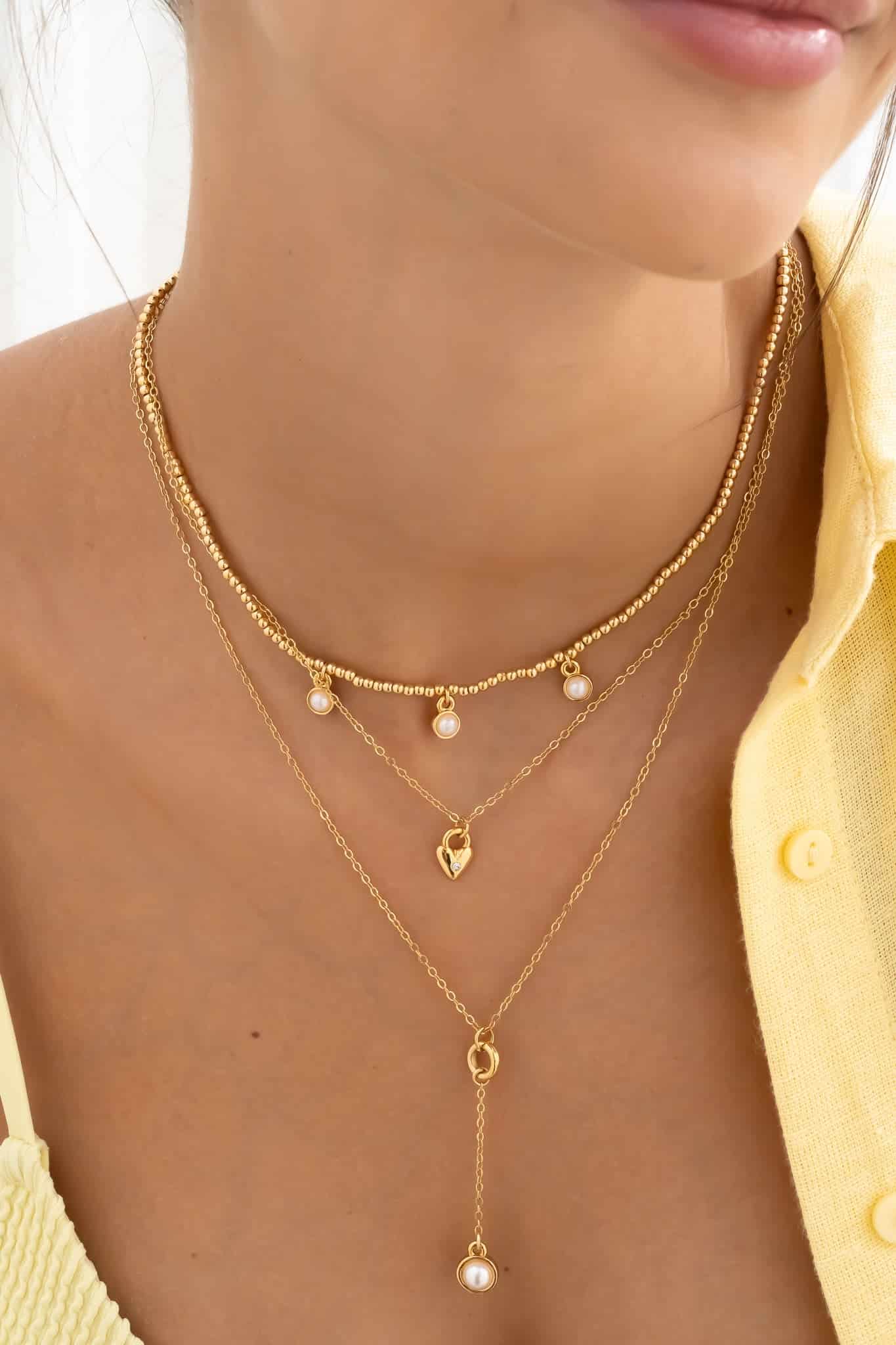 Set De 2 Cadenas Con Dije De Perla + Aretes - miniatura 3