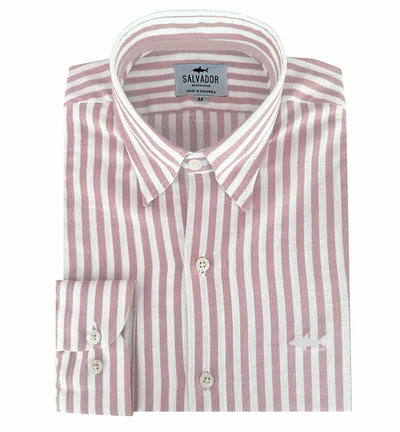 CAMISA BLANCA RAYAS PALO ROSA - miniatura 1