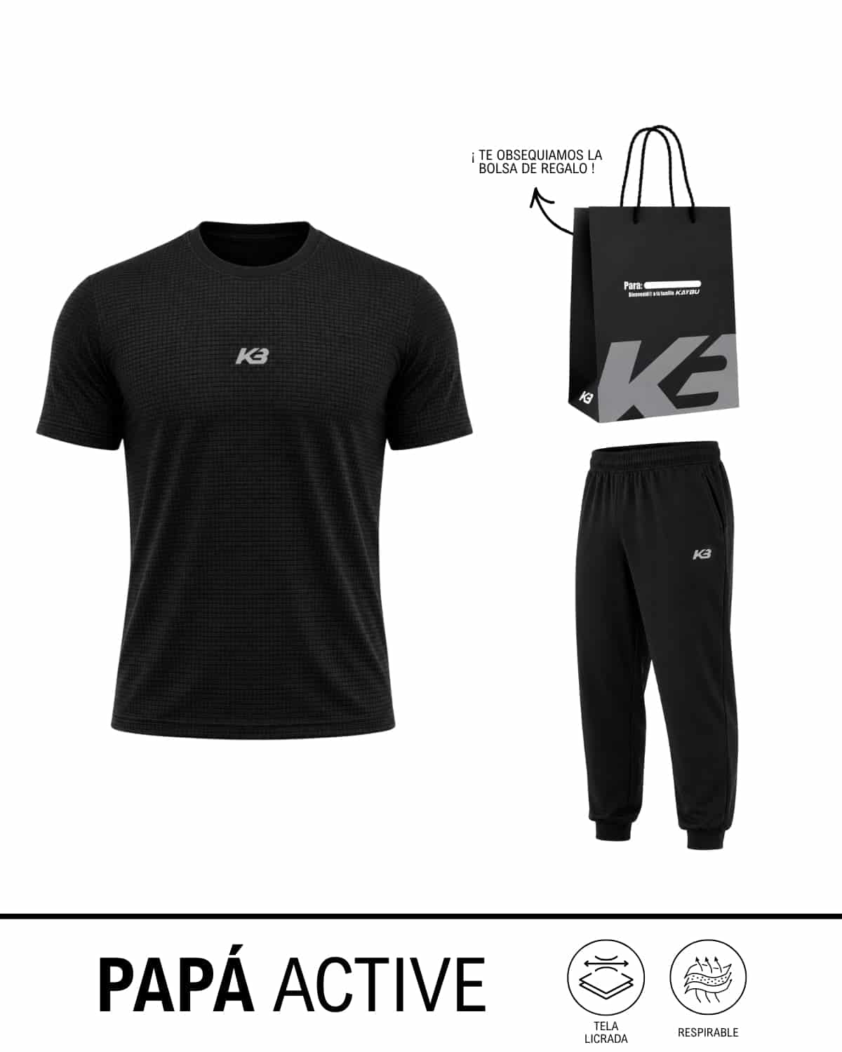 Papá Active: Franela y Jogger Basico + Bolsa de Regalo | KBMEN - miniatura 1
