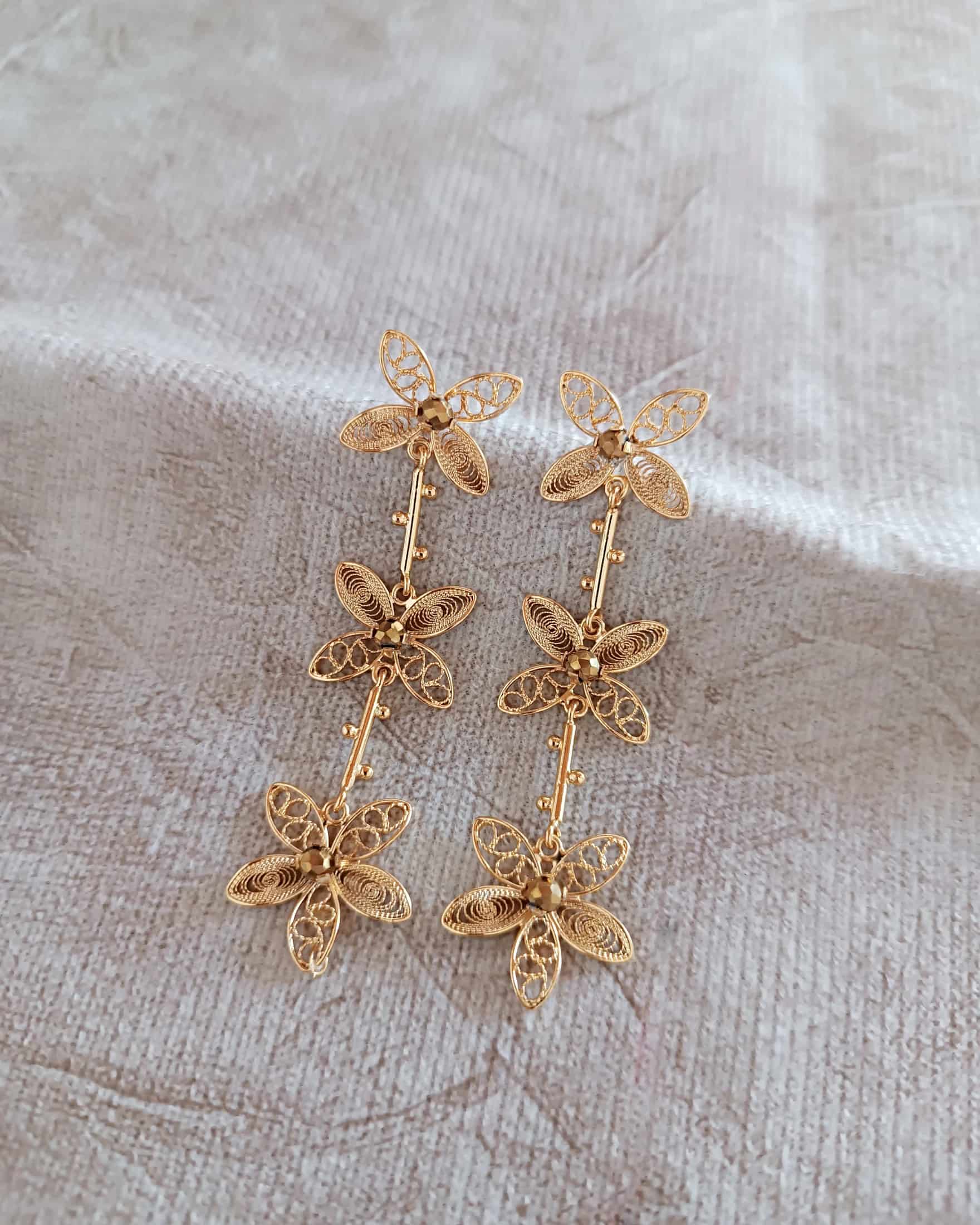 Aretes filigrana tres flores Berenice - miniatura 5