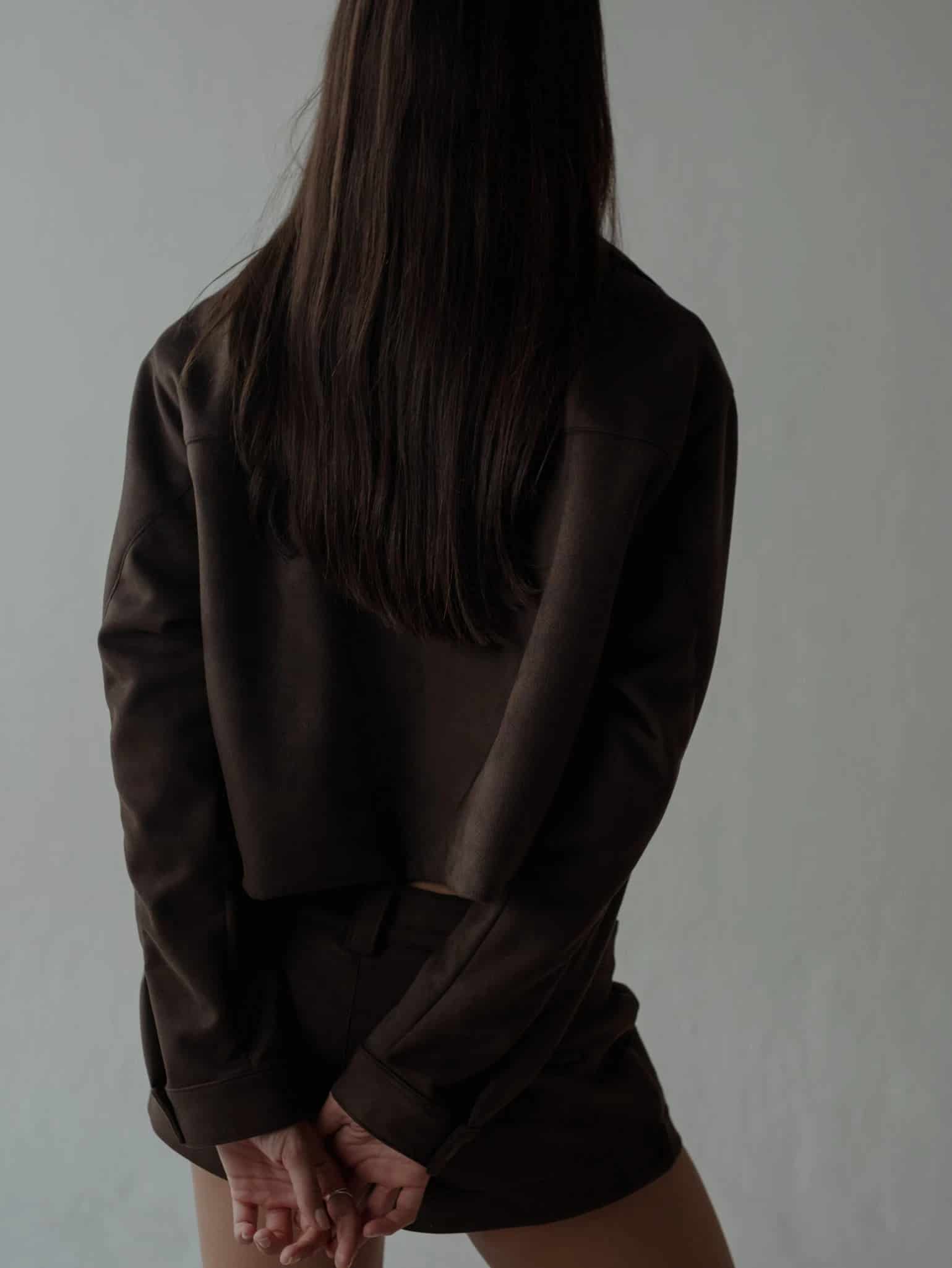 SUEDE BOXY JACKET - ESPRESSO - miniatura 11