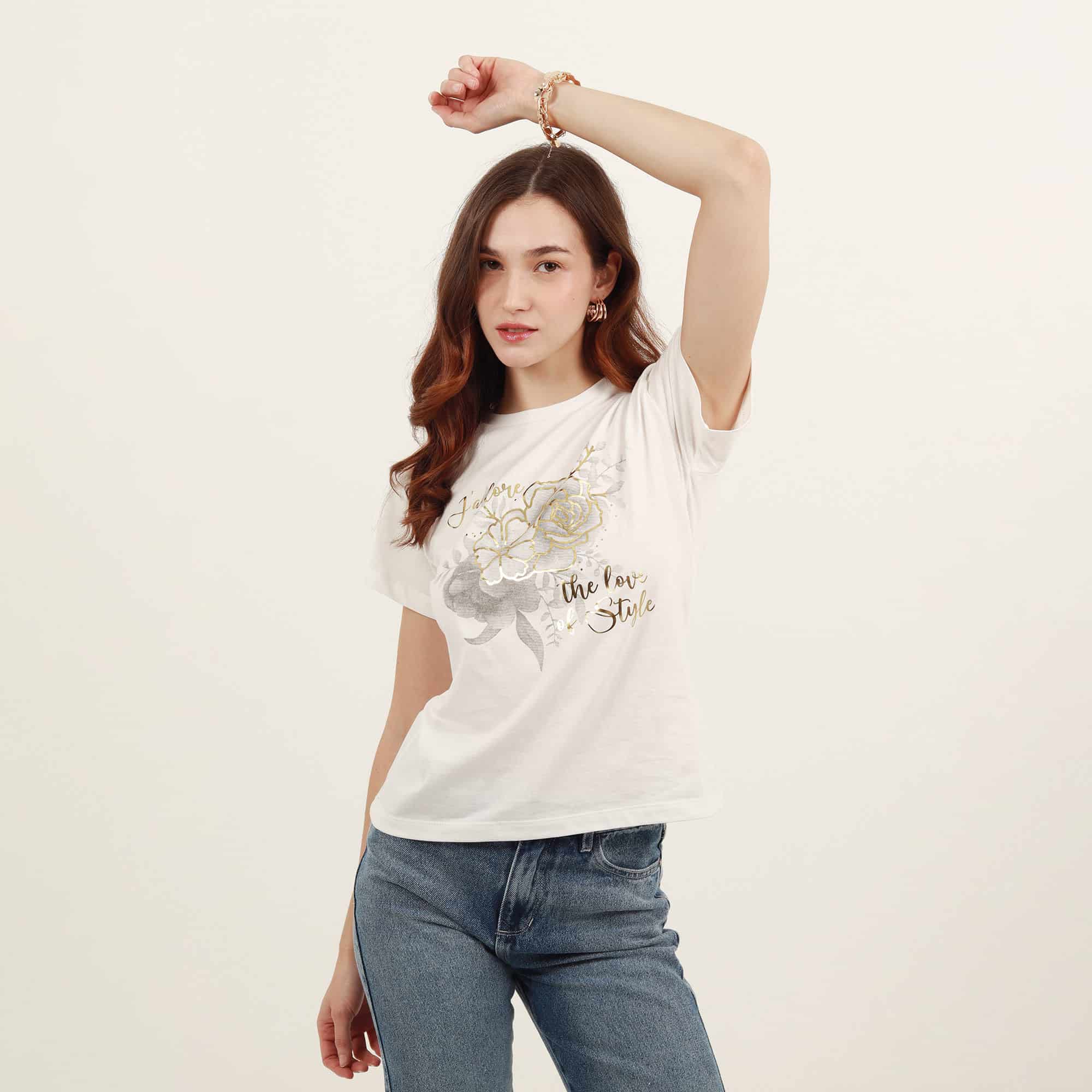 Camiseta cuello redondo manga corta con estampado J'adore - miniatura 3