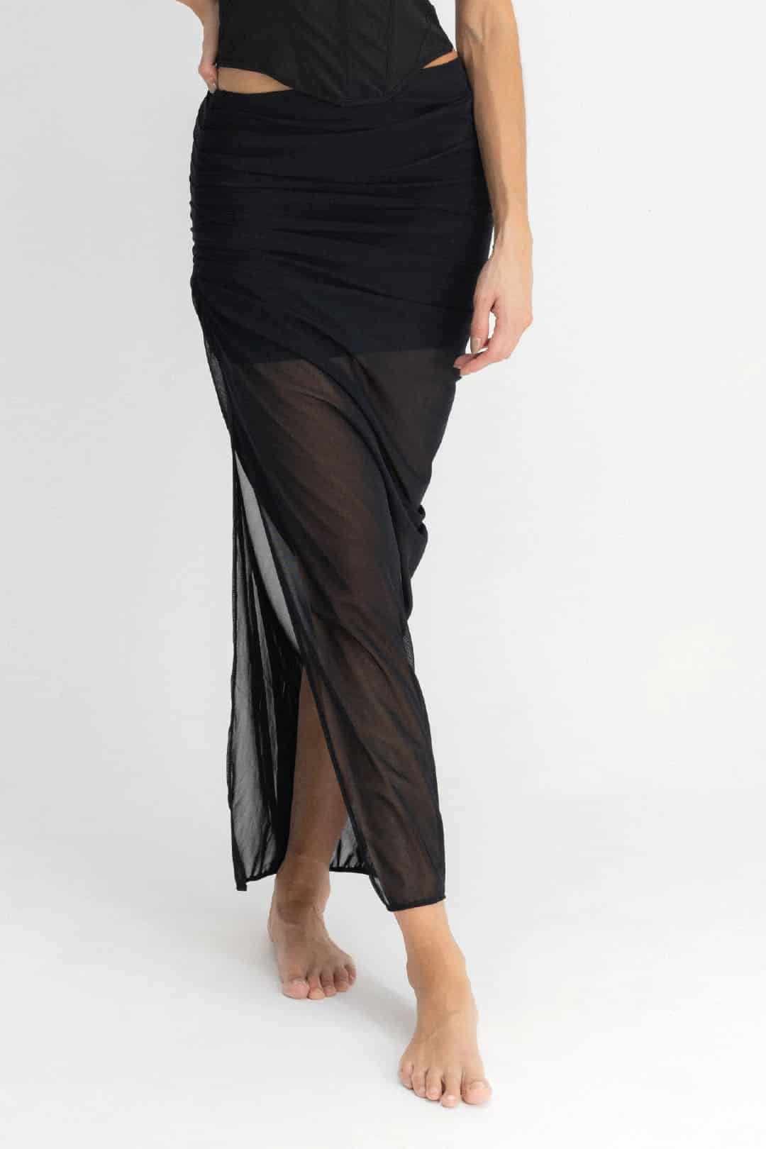 SET CROP TOP, FALDA & PANTY AISA NEGRO - miniatura 9