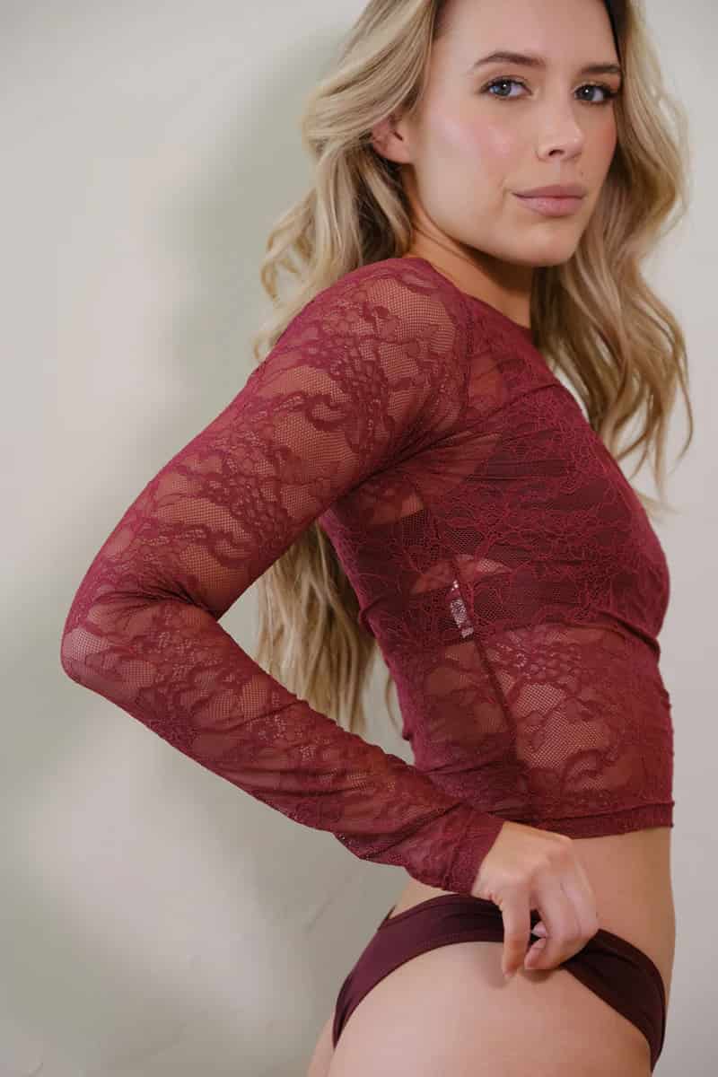 Top en Encaje Lace - Burgundy - miniatura 4
