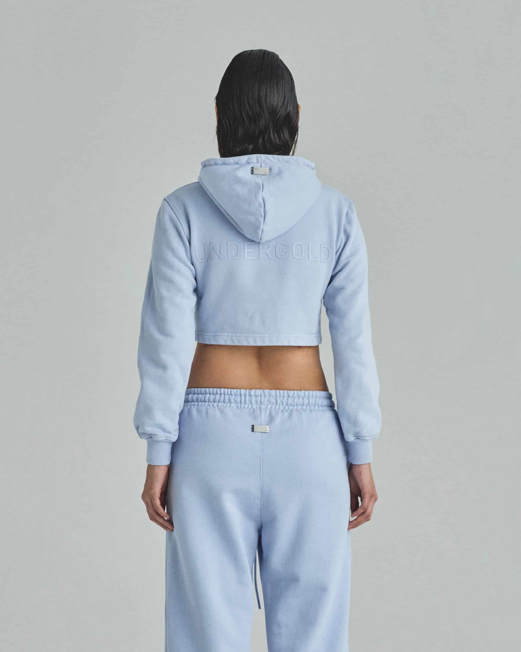 W Basics Undergold Zip Up Slim Fit Hoodie Light Blue - miniatura 7