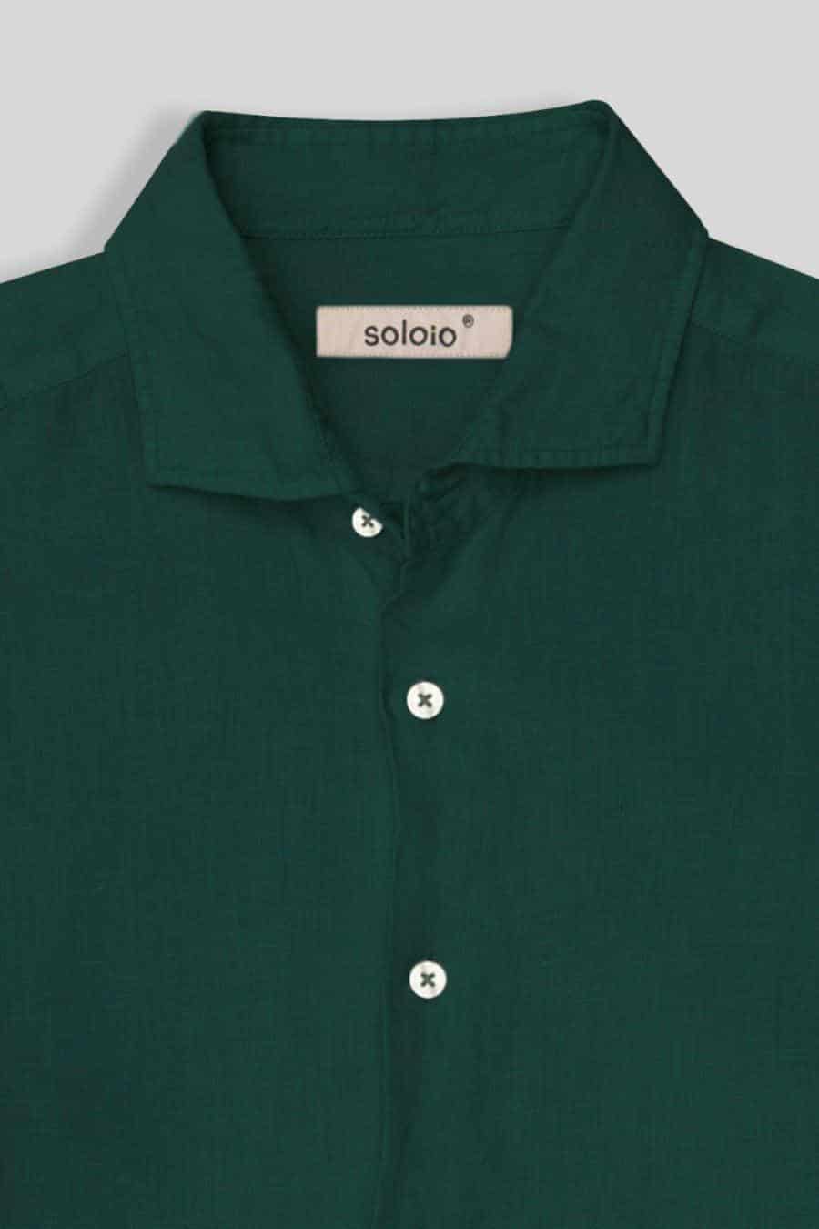 Men's linen shirt dark green - miniatura 5