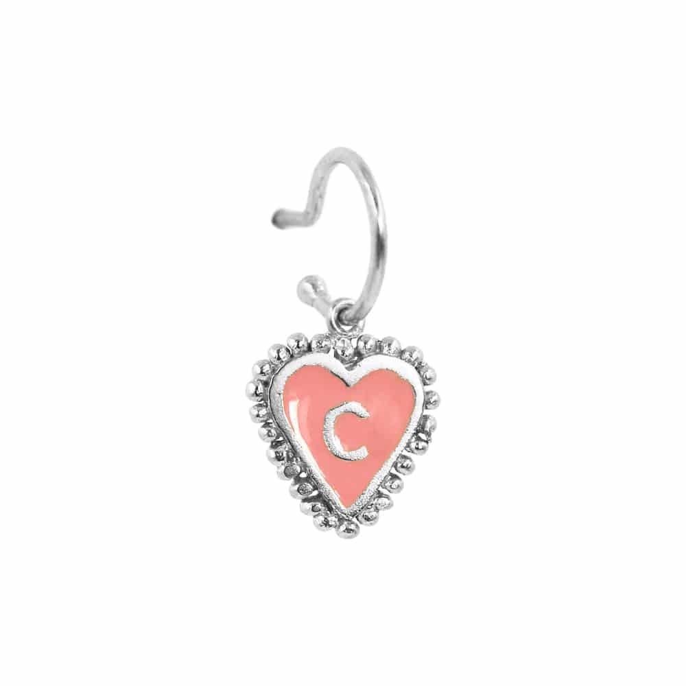 PreOrder Baby Hoops 9mm Letra Heart Plata - miniatura 9