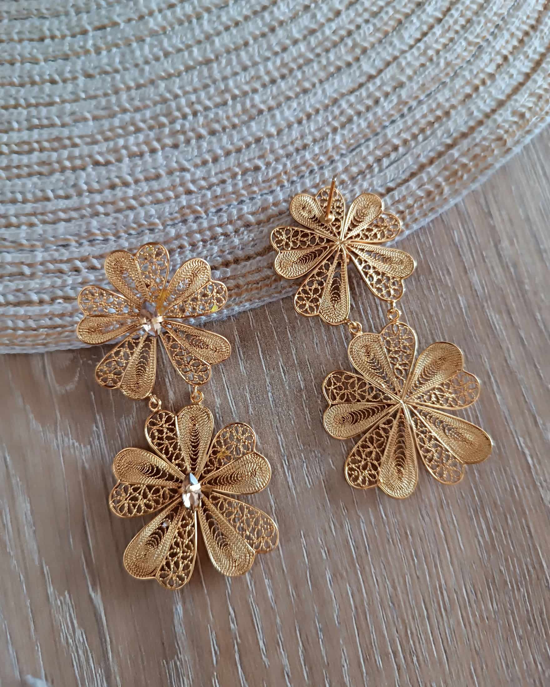 Aretes doble flor Chiara - miniatura 5