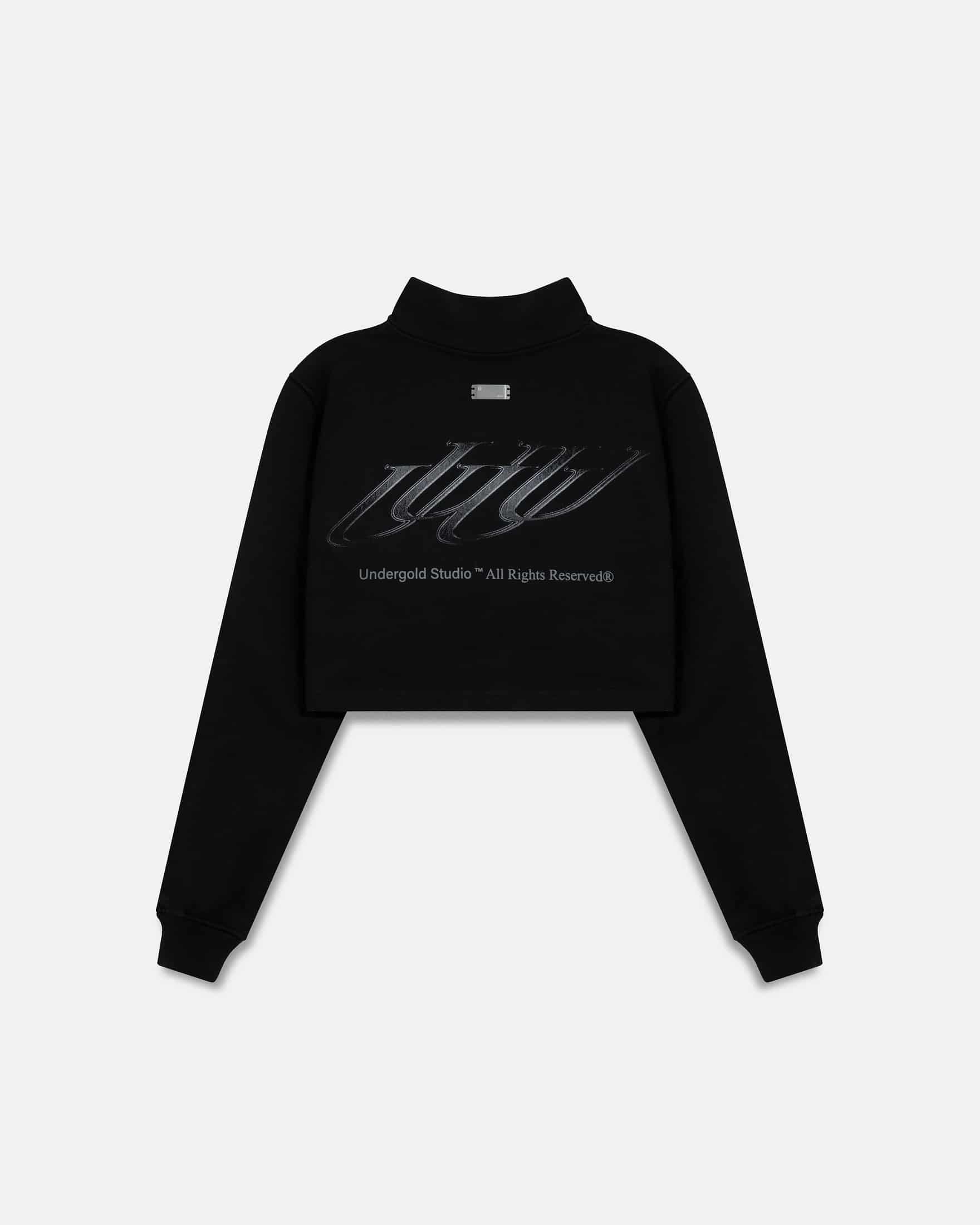 W Spring Unity Zip Up Slim Fit Crewneck Black - miniatura 3