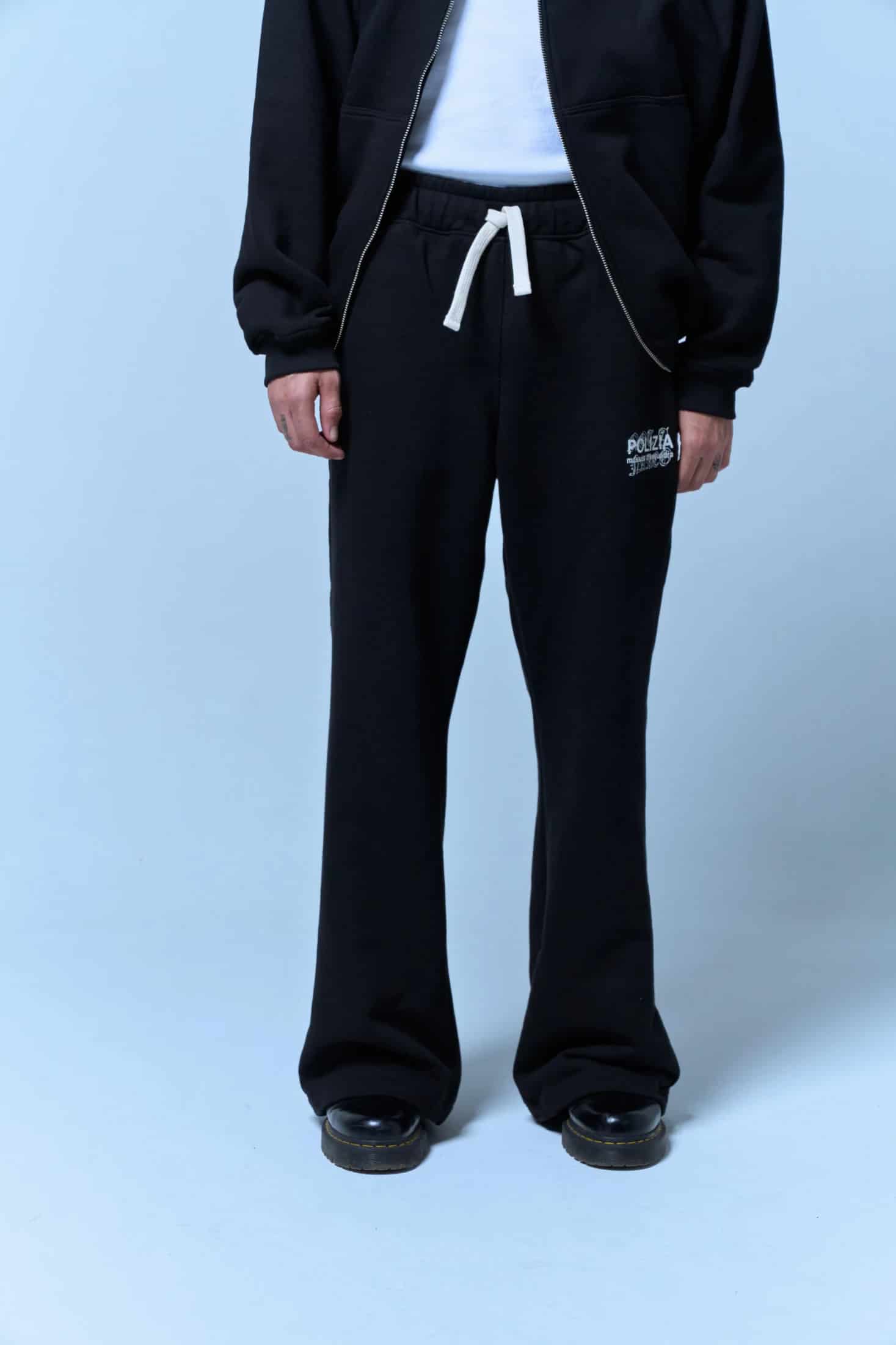 POLIZIA BLACK FLARED SWEATPANTS - miniatura 8