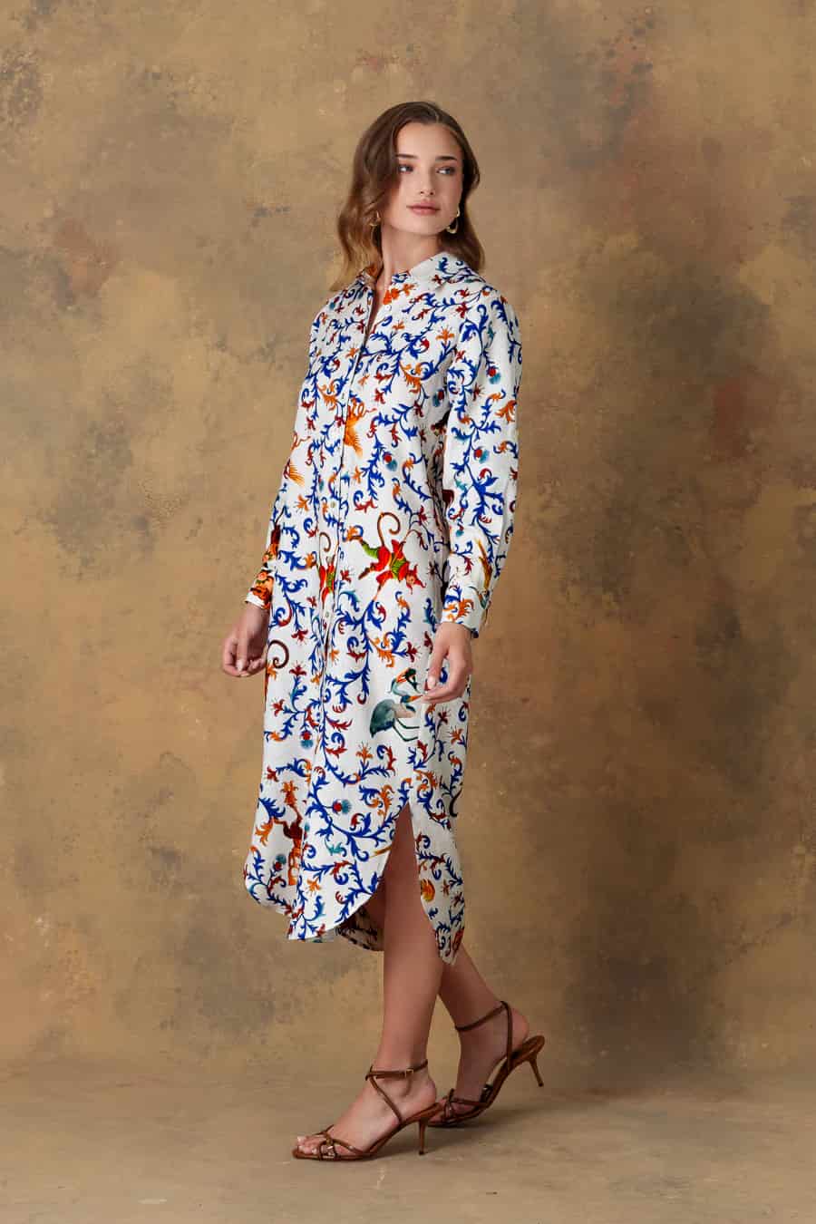 Women's dress linen chiron white - miniatura 7