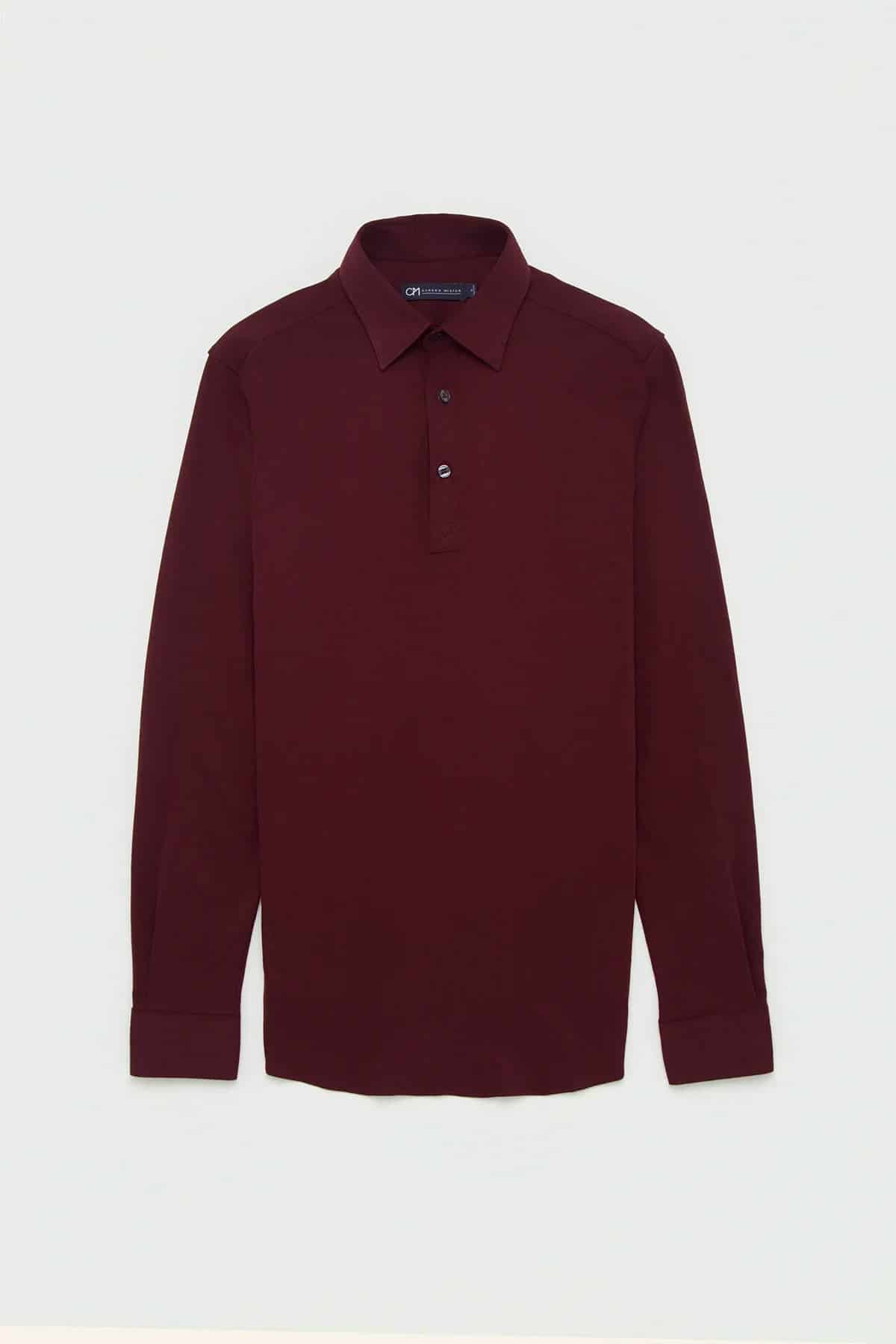 Camisa Piqué Polera Algodón Borgoña - miniatura 1