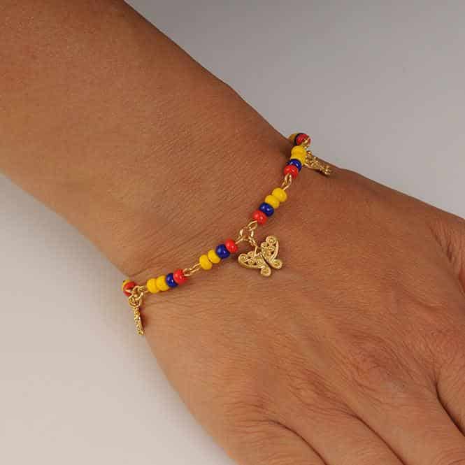 Pulsera con dije mini nariguera mariposa Tairona - miniatura 2