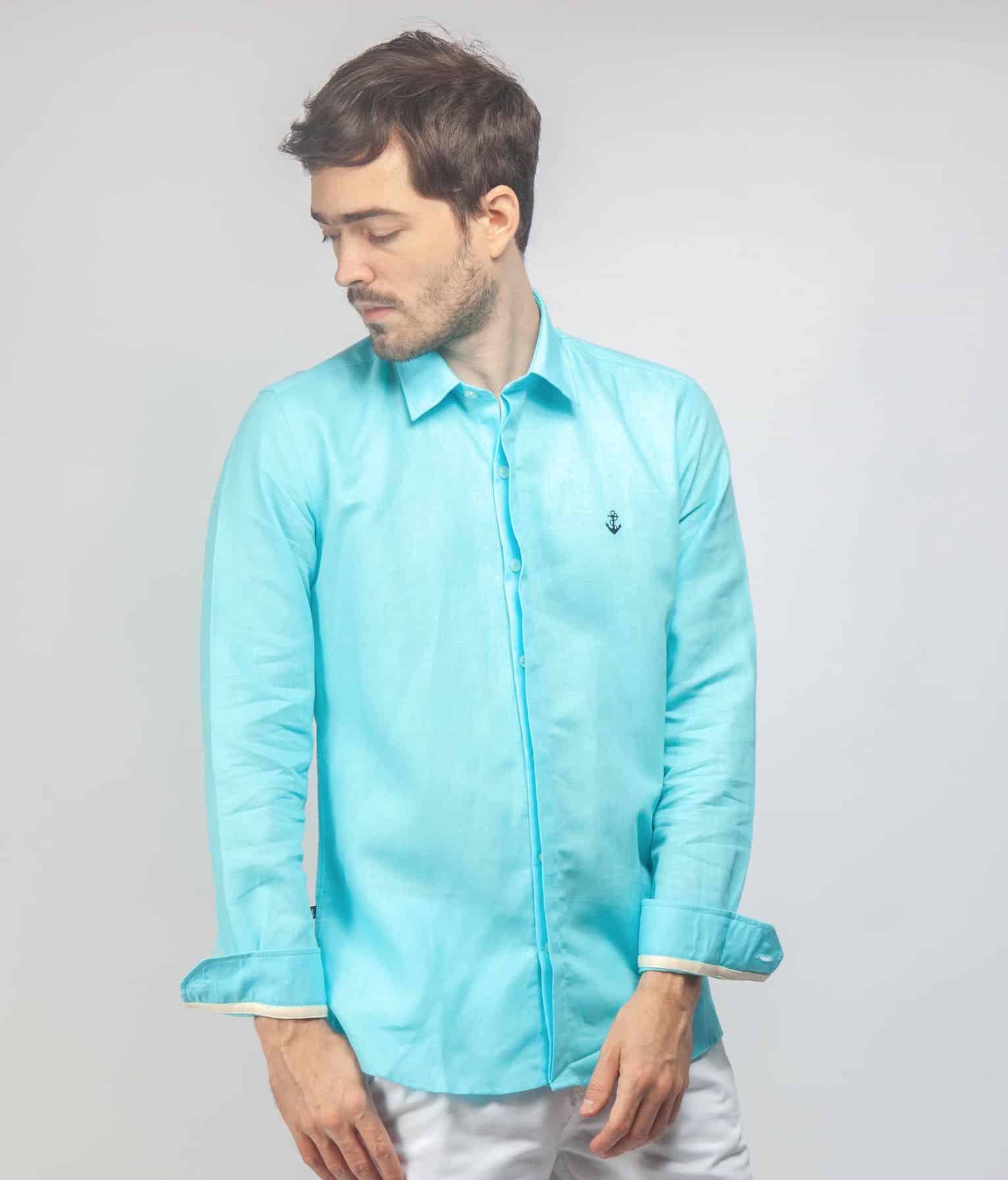 Camisa Lino Aguamarina - miniatura 1