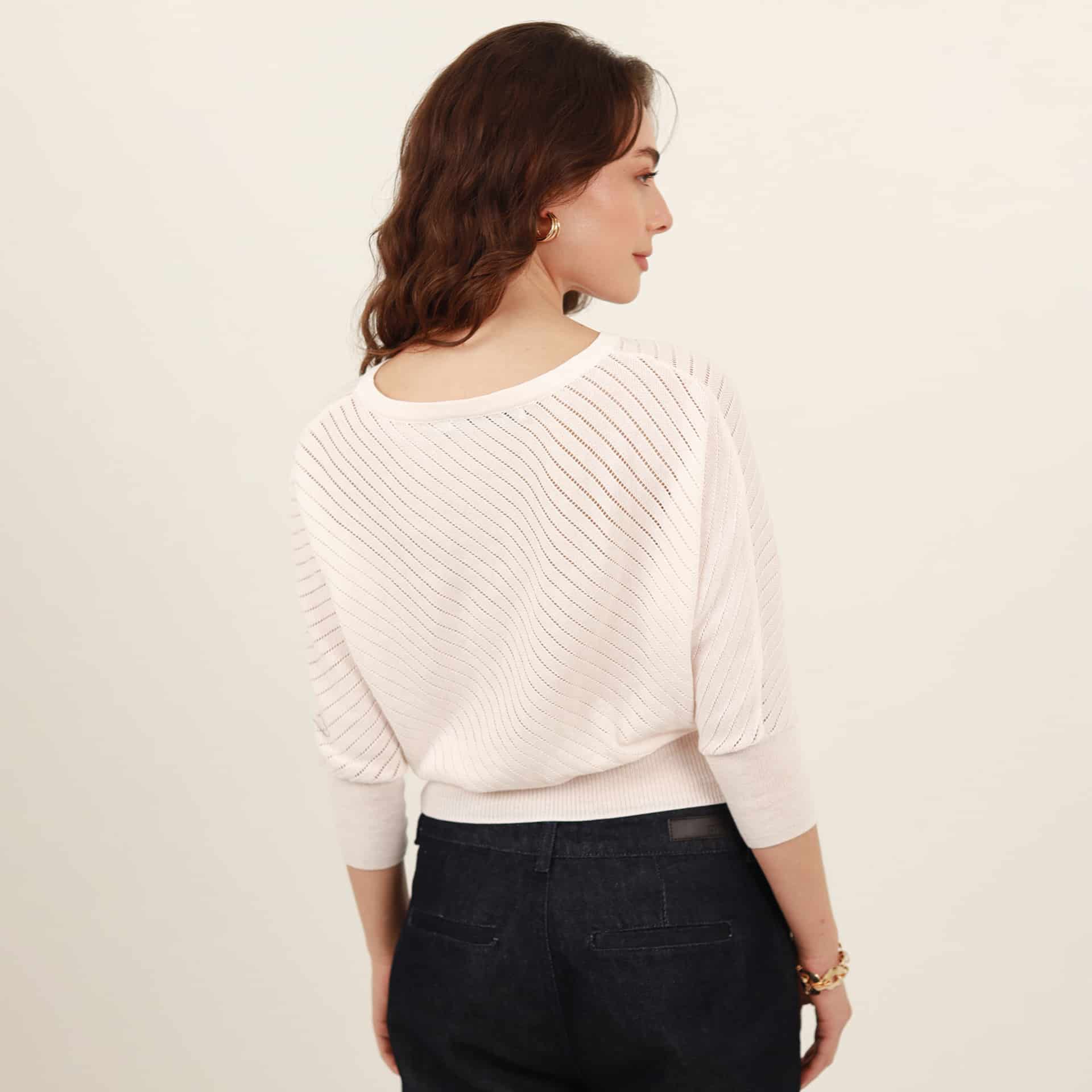 Sweater relajado cuello redondo manga amplia - miniatura 4