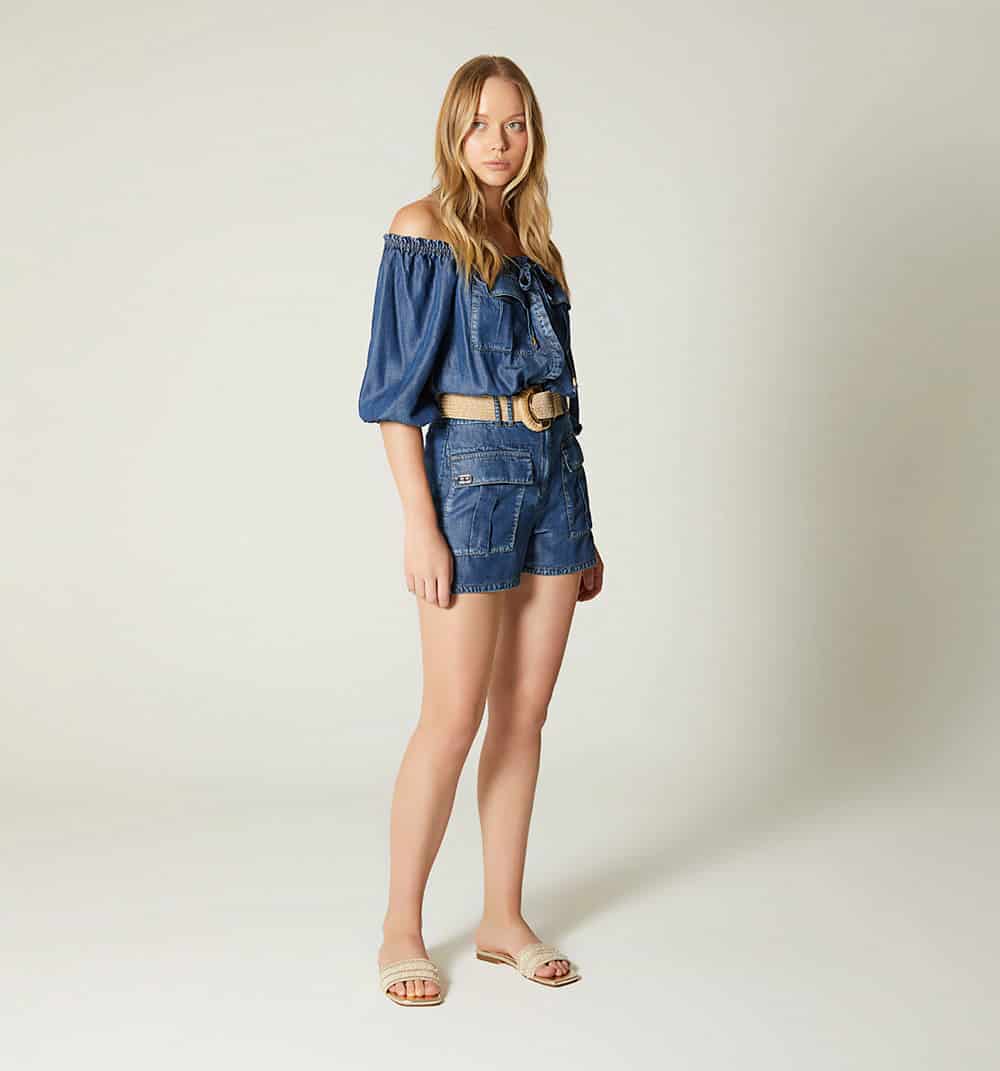Enterizo short escote bandeja cinturon - miniatura 1