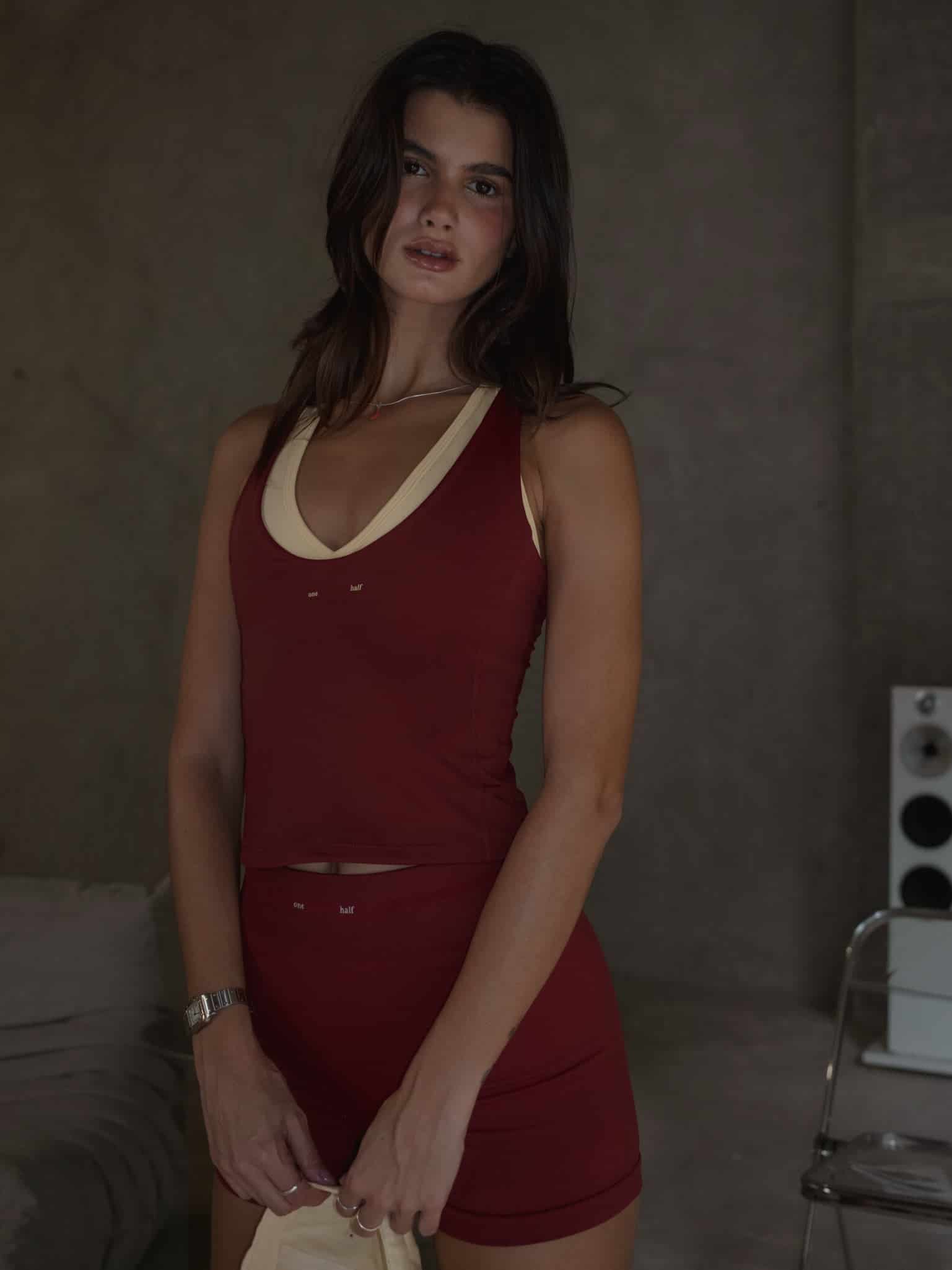 WIRED LINES SEAMLESS MINI SHORT - RED UNDERTONE - miniatura 8