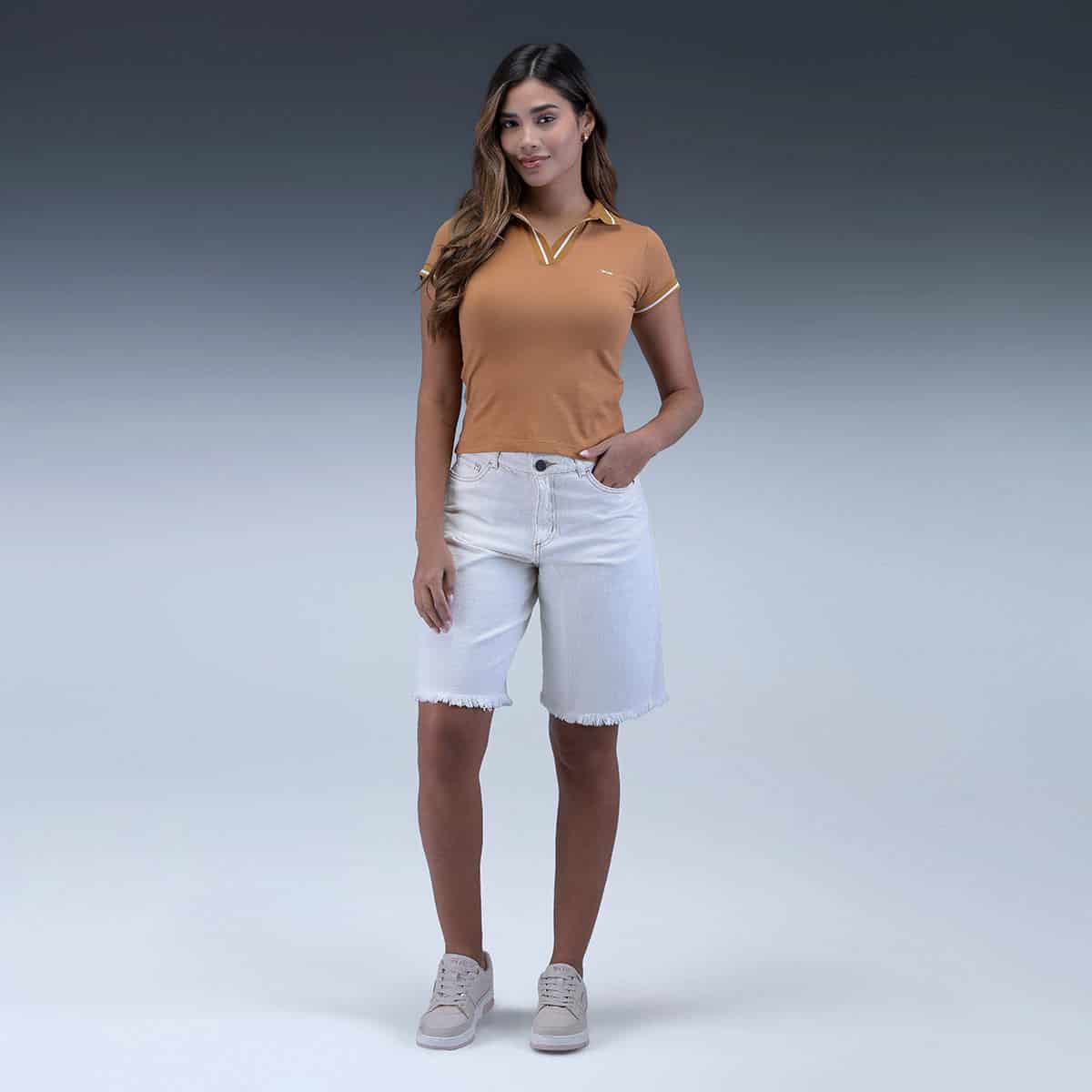 Short Blanco Denim Mujer - miniatura 4