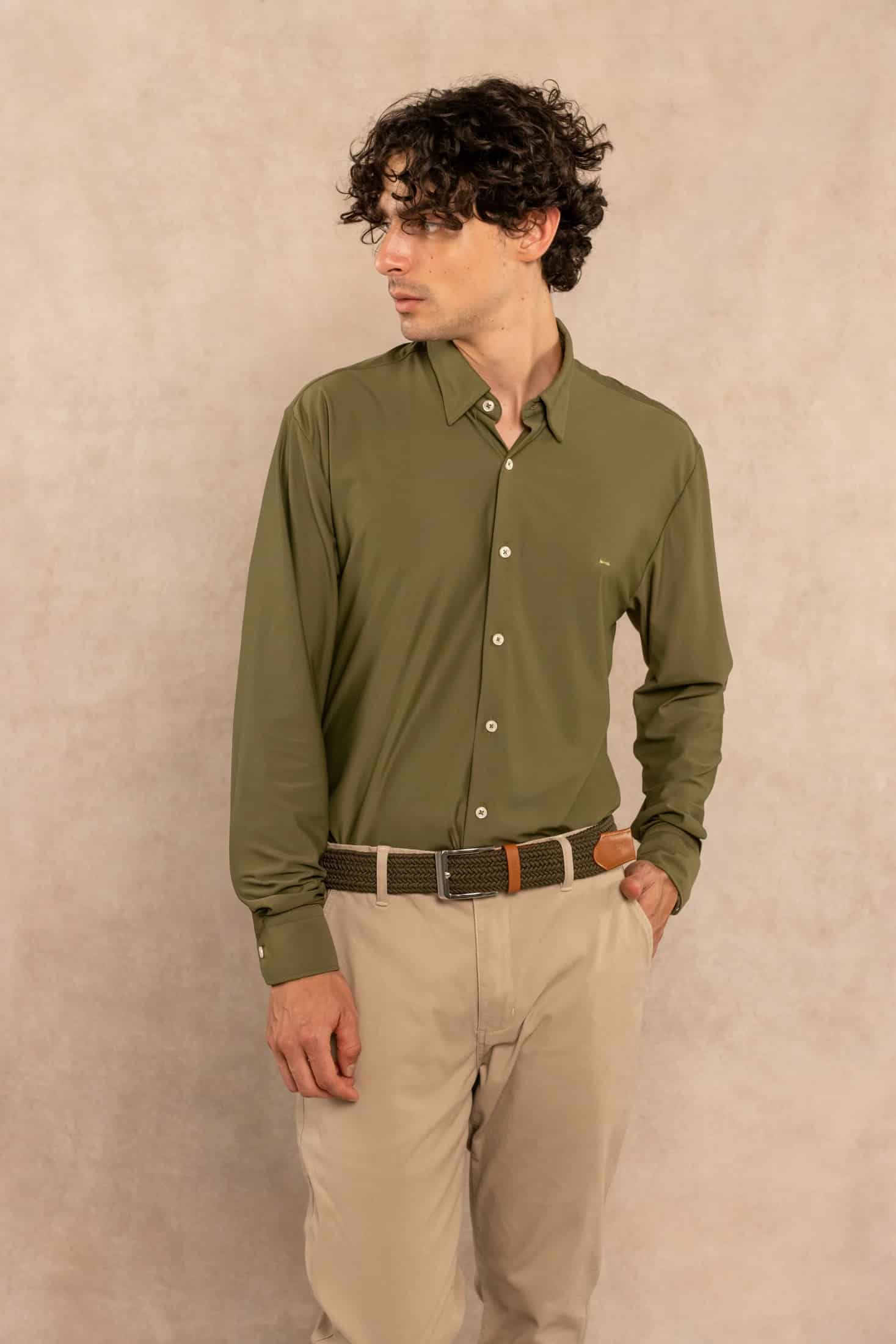 Camisa Performance Oxford Verde Militar - miniatura 5