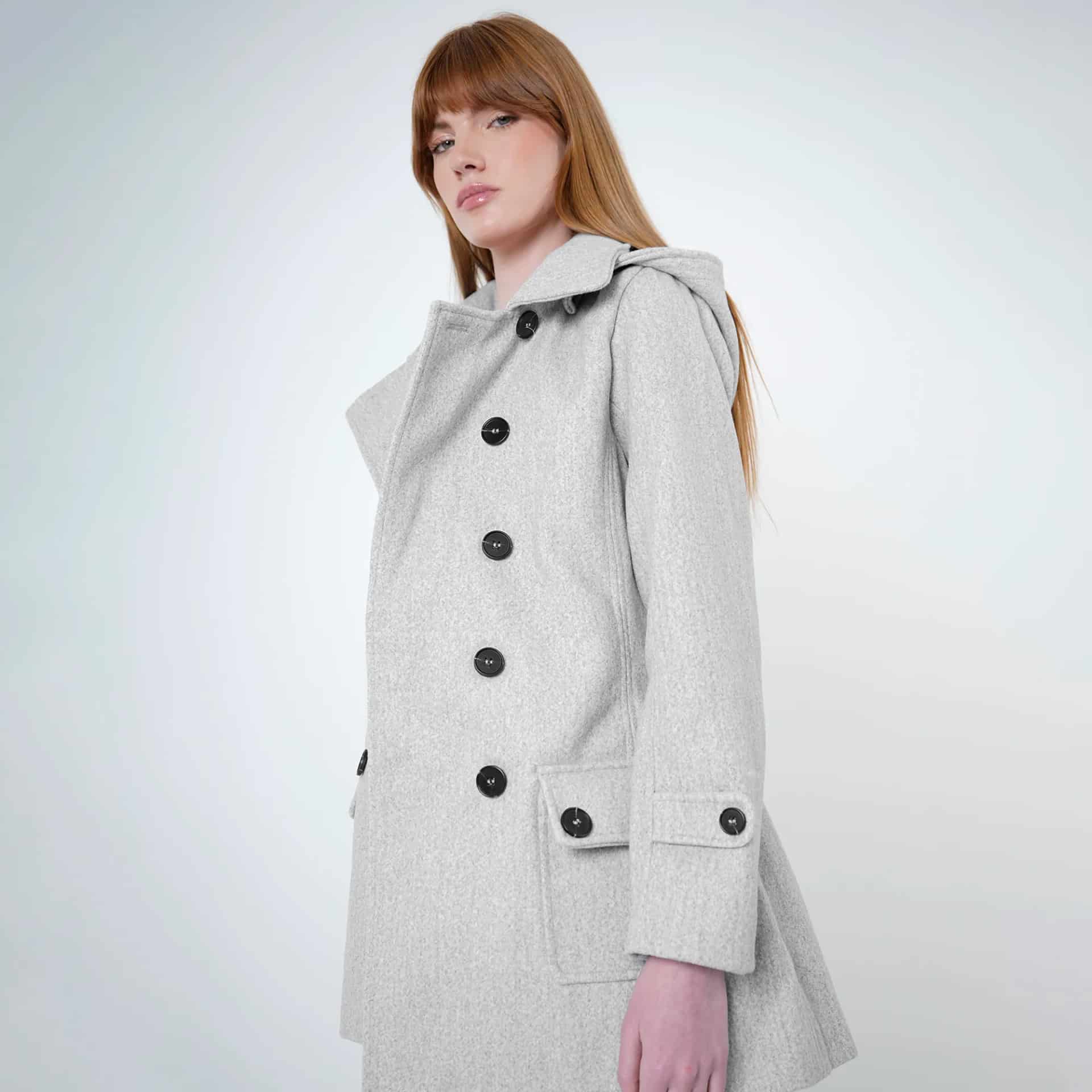 Chaqueta abrigo trench cruzado cuello solapa con capucha - miniatura 24