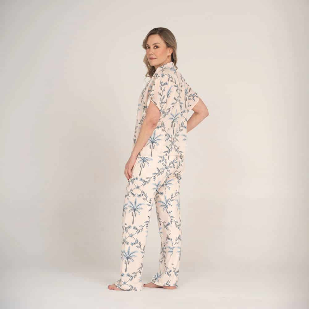 Conjunto de Pijama Pantalón Largo Palma Azul. - miniatura 2