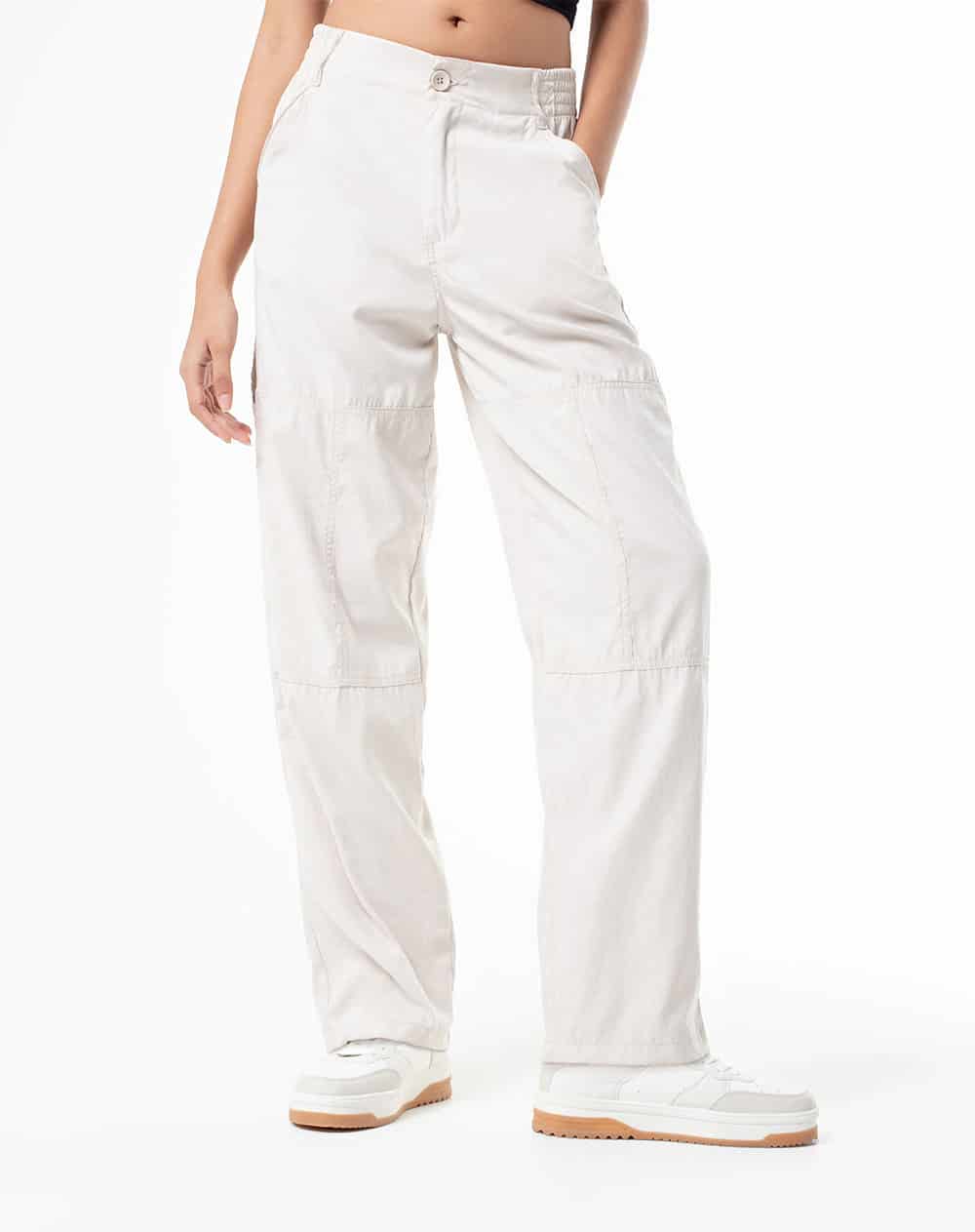 Pantalón recto tiro medio habano mujer - miniatura 4
