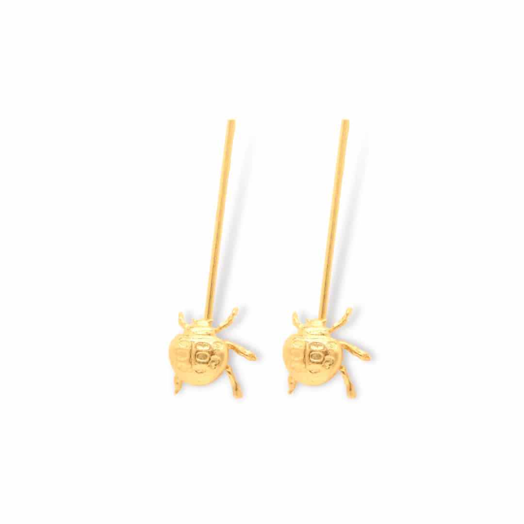 Aretes largos con mariquita pequeña - miniatura 1