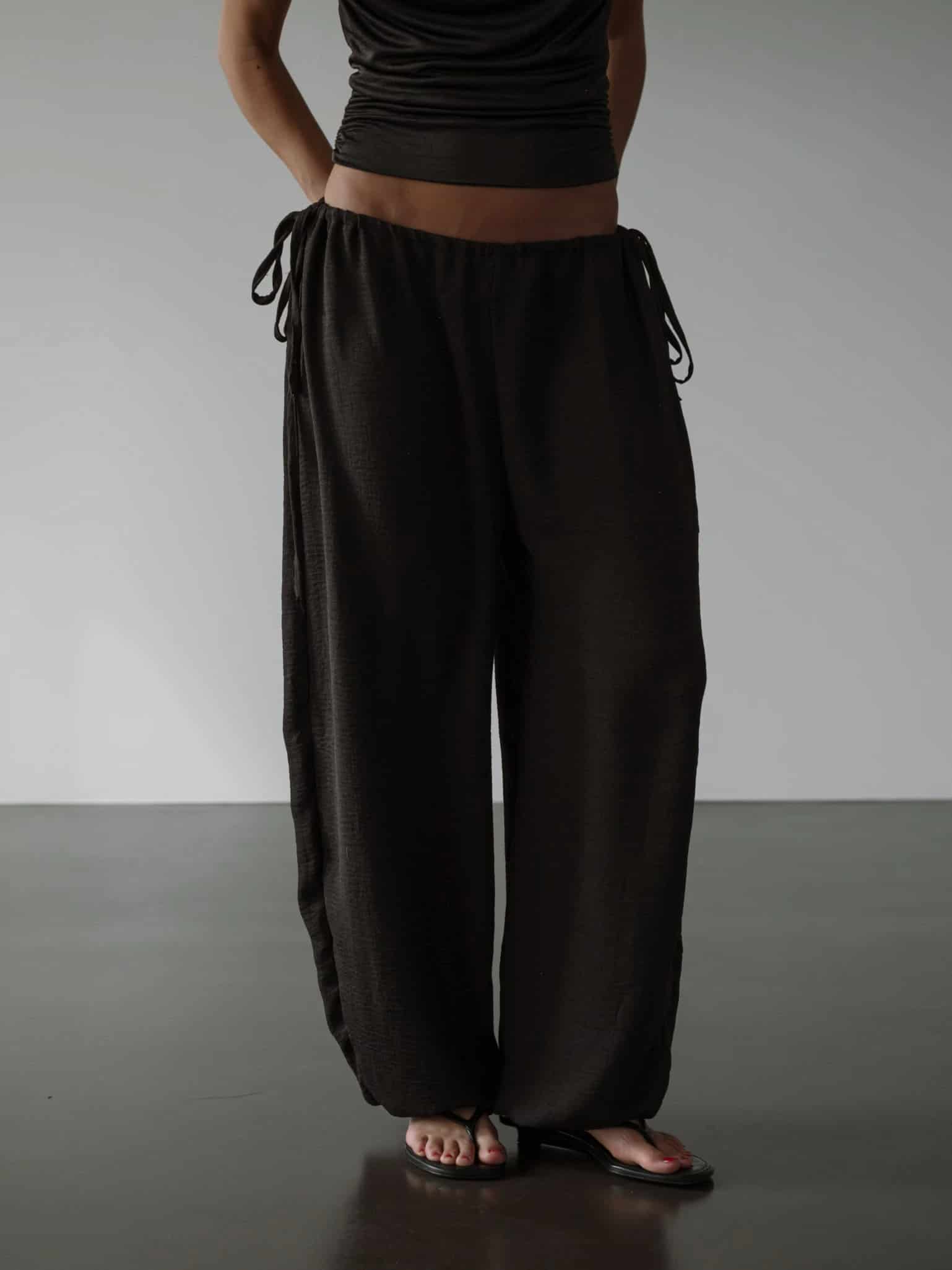 BREEZY SLOUCHY PANTS - BLACK - miniatura 2