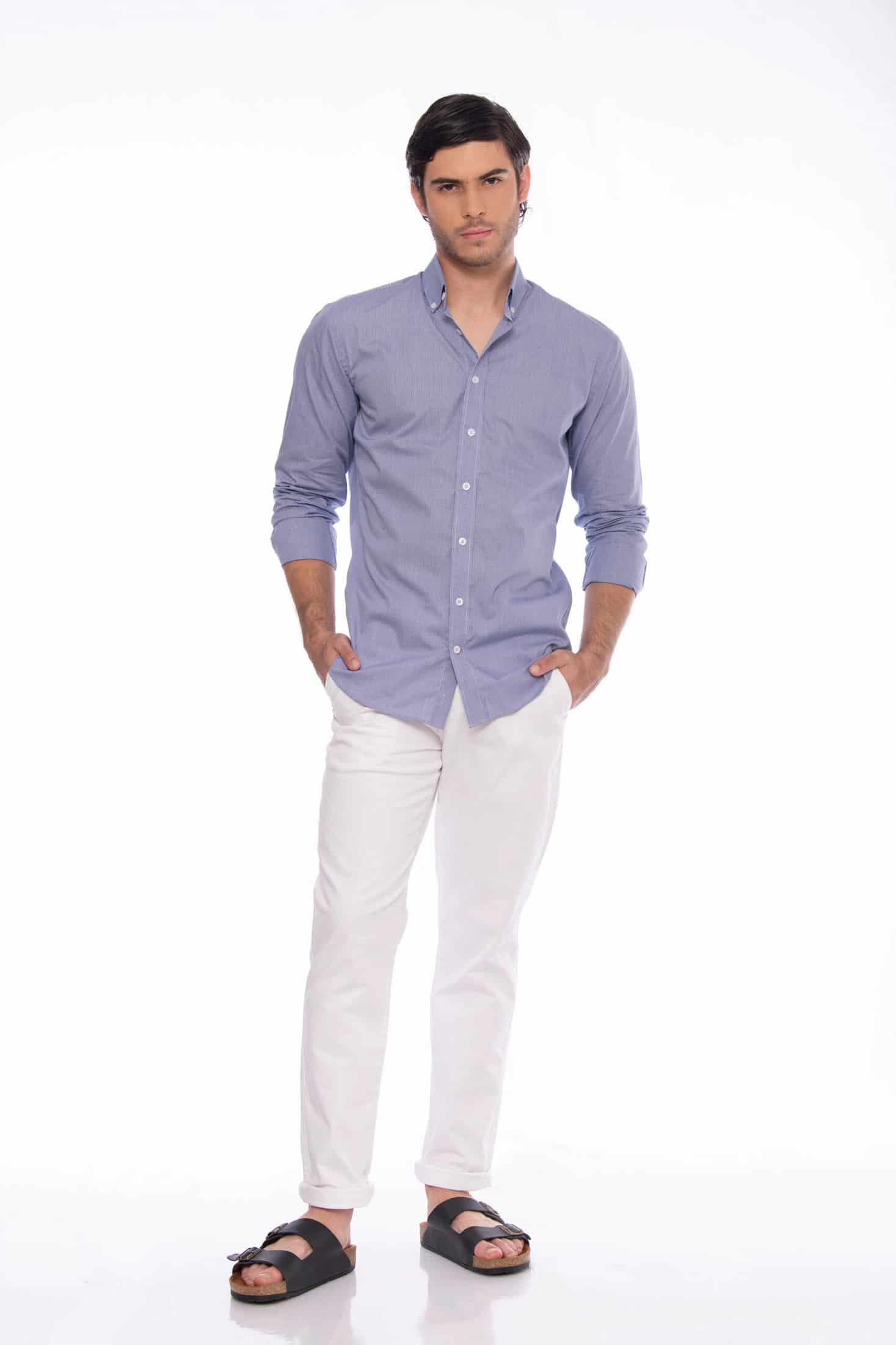 Camisa Algodón Azul Cuadros - miniatura 2