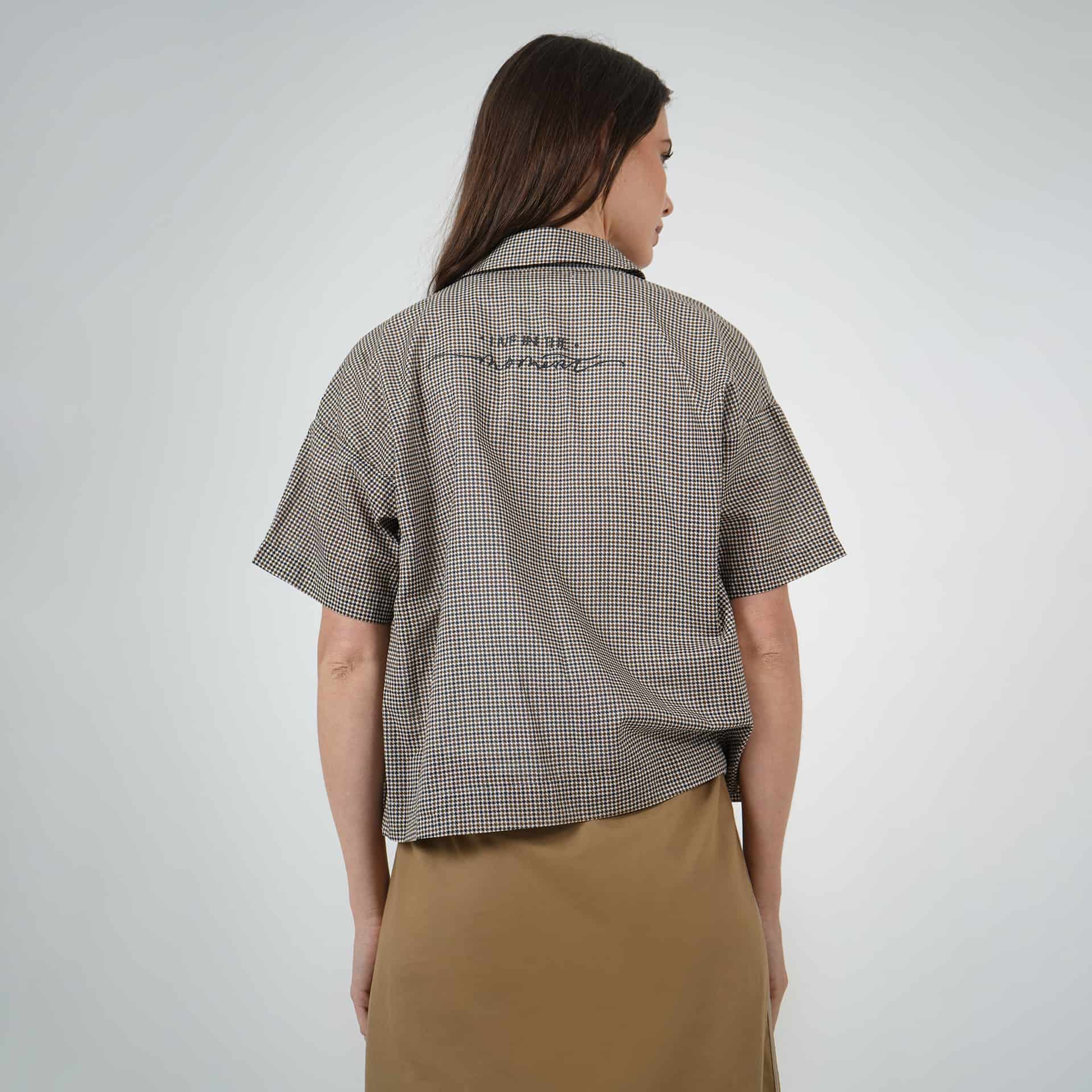 Blusa de cuadros cuello camisero manga corta con estampado Live - miniatura 5