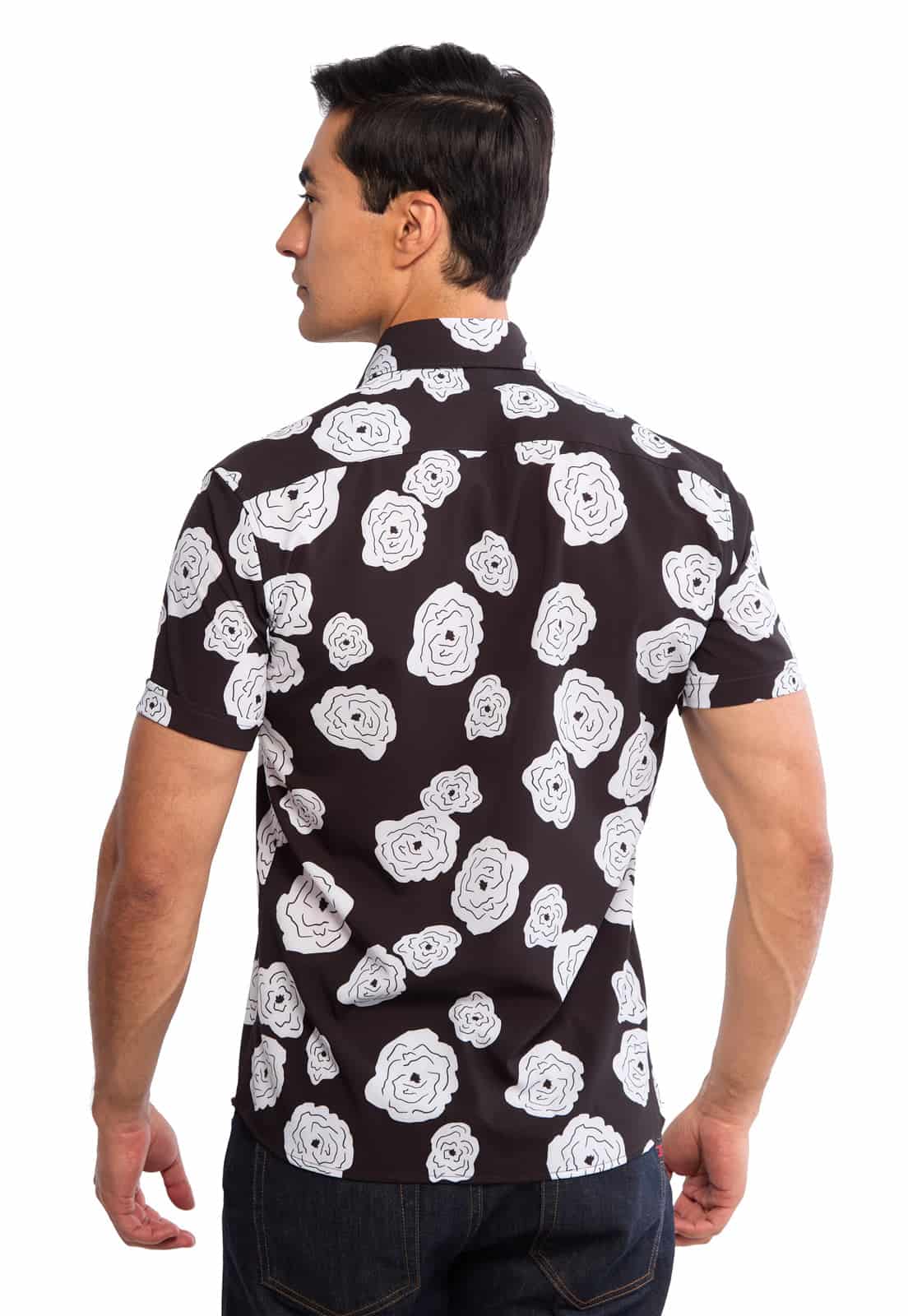 Camisa manga corta floral negra - miniatura 2