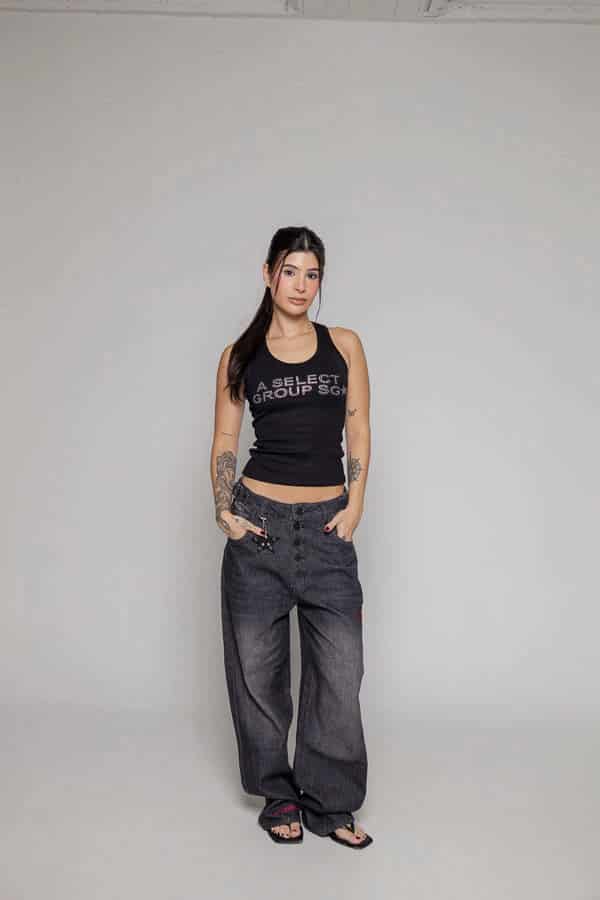 Baggy Remainder Dama Stone-Negro - miniatura 5