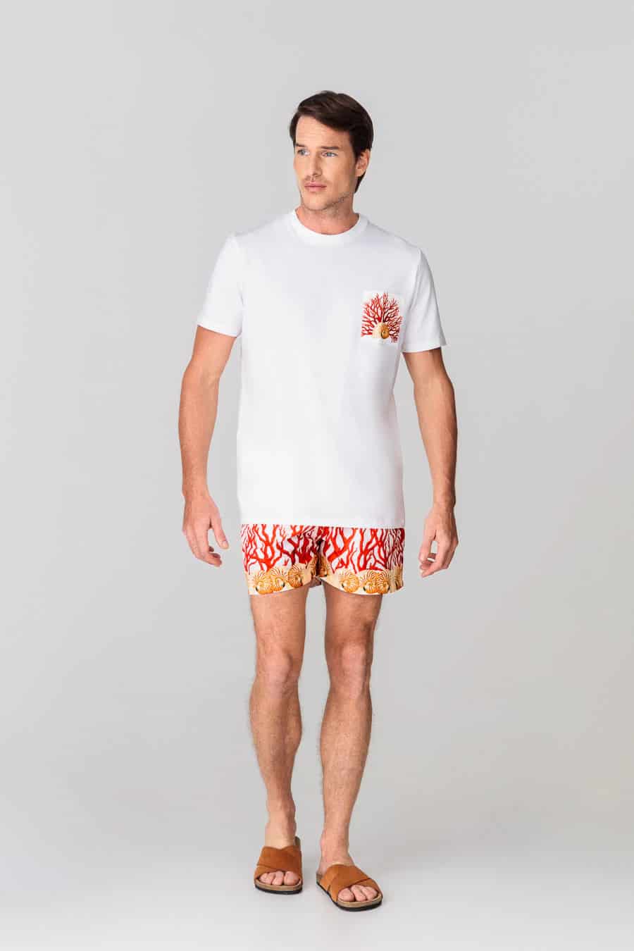 Men's cotton t-shirt pocket atlantis white - miniatura 1