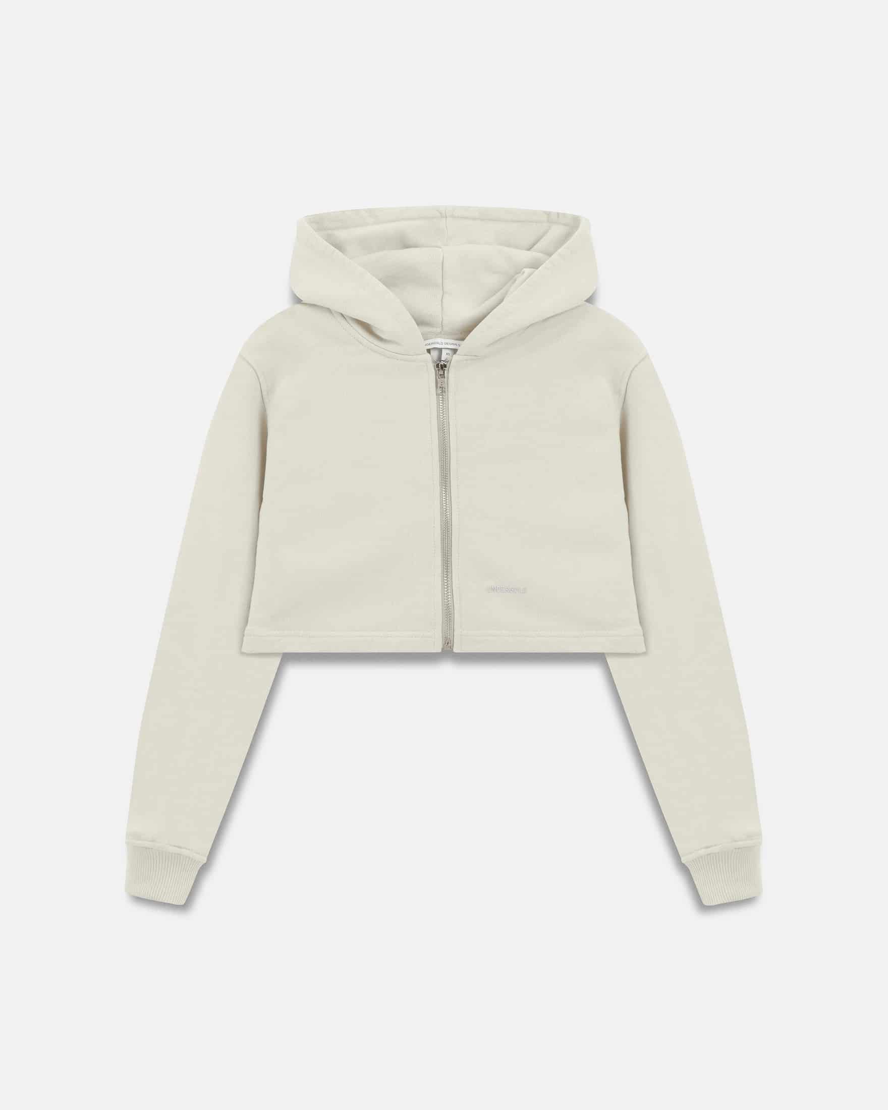 Line Basic Slim Fit Zip Up Cropped Hoodie White - miniatura 1