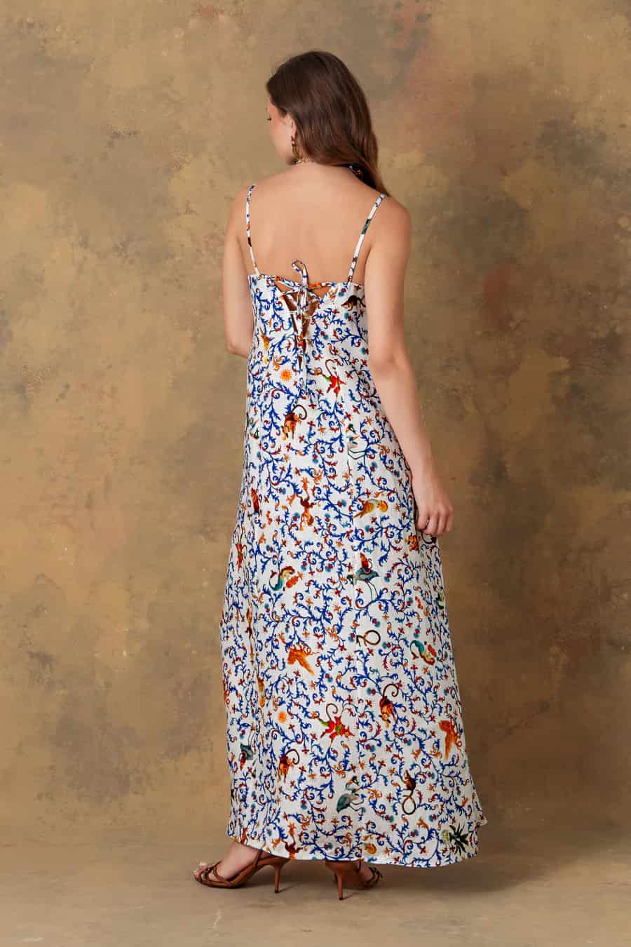 Women's dress linen delphos white - miniatura 5
