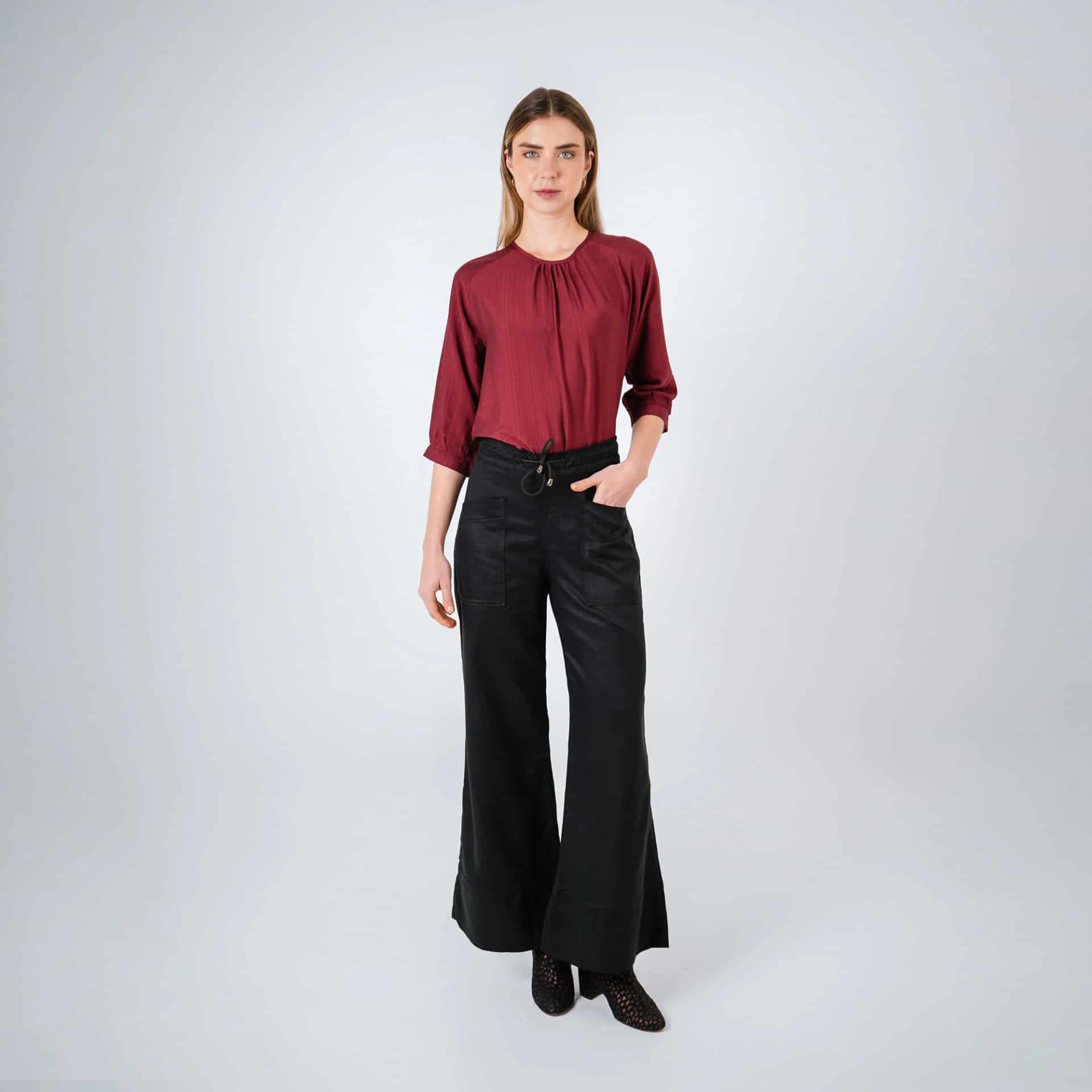 Pantalón básico estilo cargo bota flare con ajuste en cintura - miniatura 2