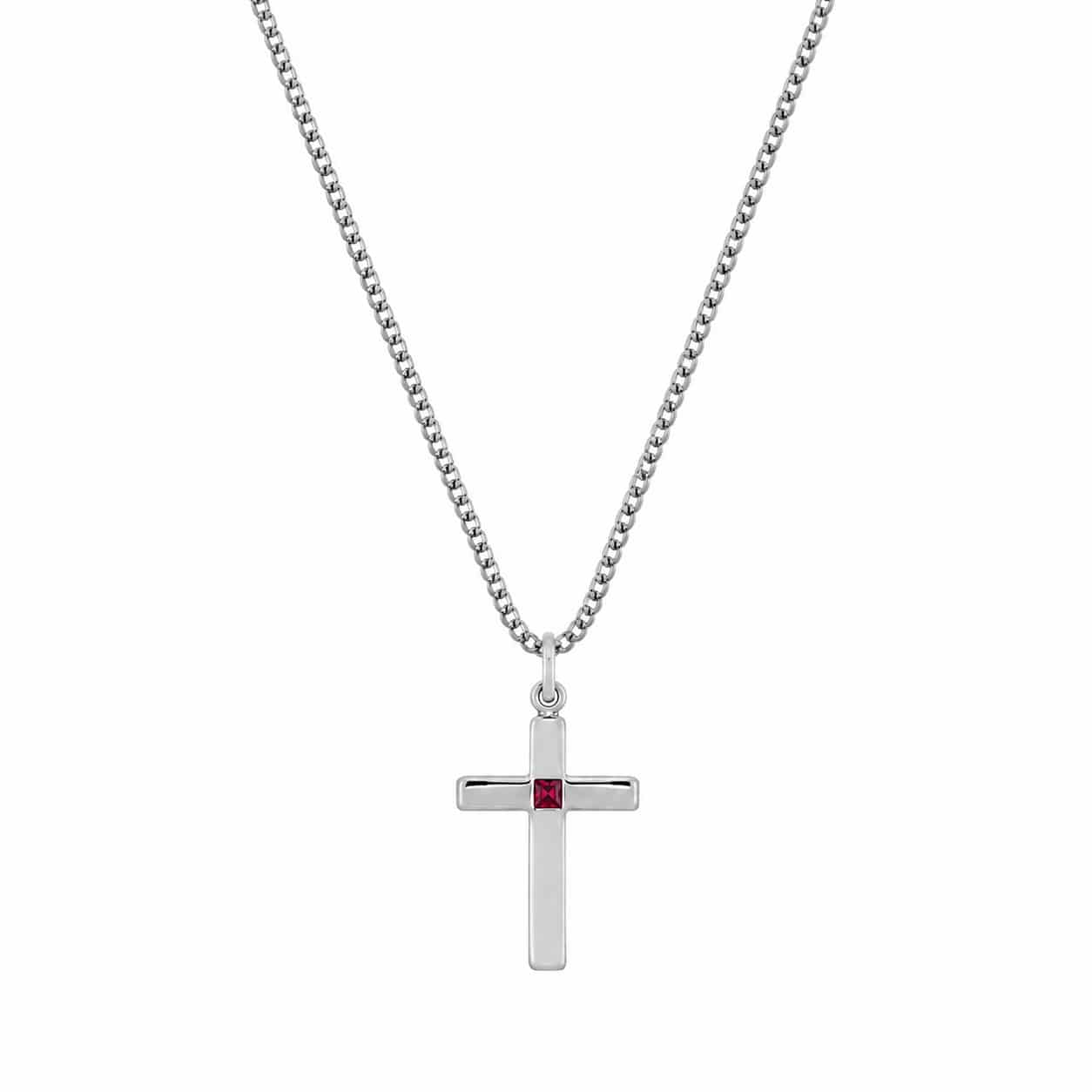 AXIS CROSS NECKLACE | CADENA CON DIJE EN FORMA DE CRUZ EN PLATA LEY 925 Y PIEDRA - miniatura 3