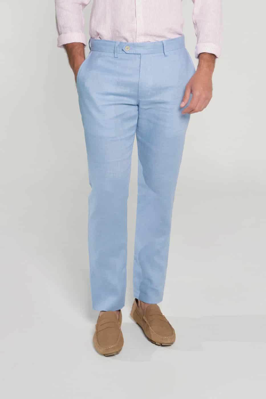Pantalón Slim Lino Cool Blue - miniatura 1