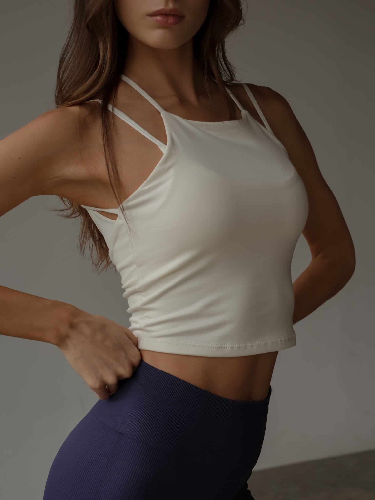 CROSS BACK MIDI TOP - SOFT WHITE - miniatura 10