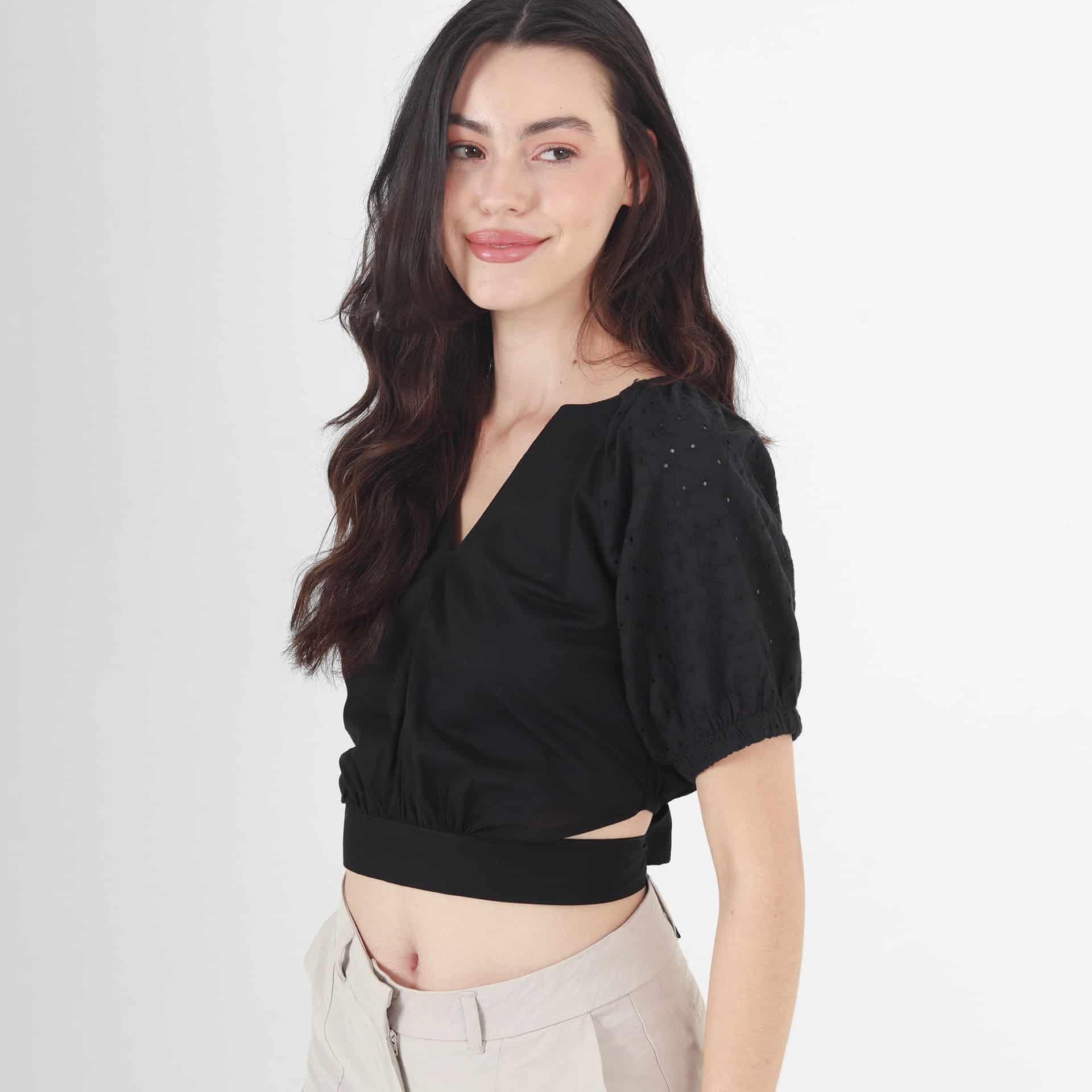 Blusa Cuello V Manga Corta - miniatura 1