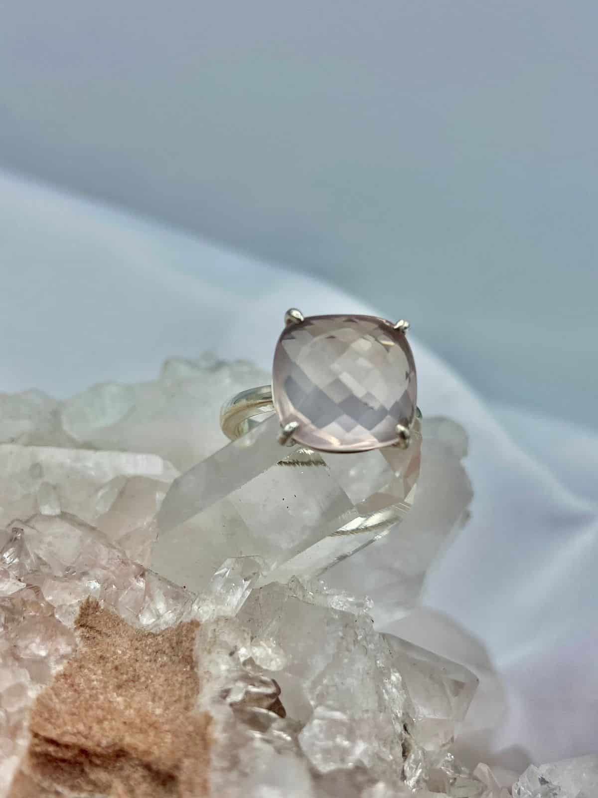 Anillo Cuarzo Rosa Cuadrado - miniatura 1
