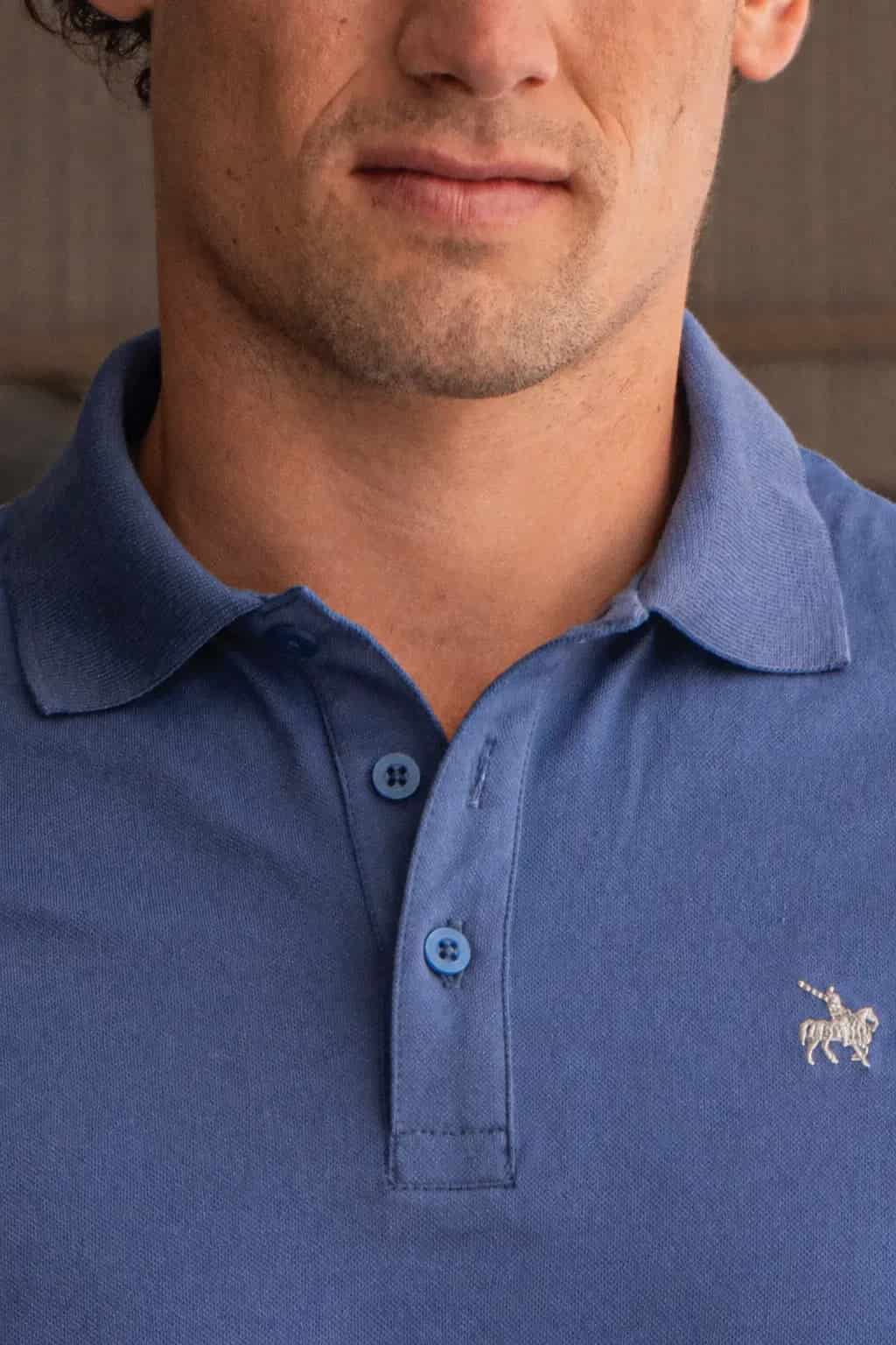 Camiseta Polo Basic Hombre Azul Petroleo - miniatura 3