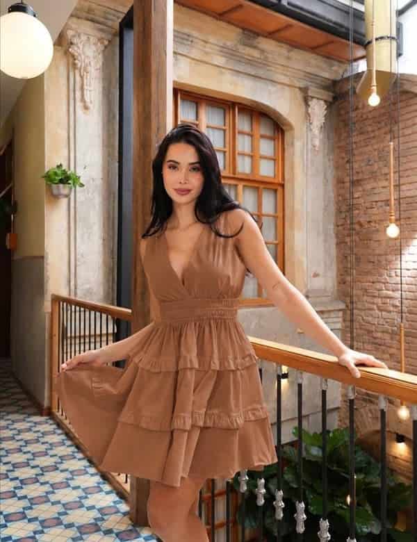 Vestido Carmenza Cafe - miniatura 1